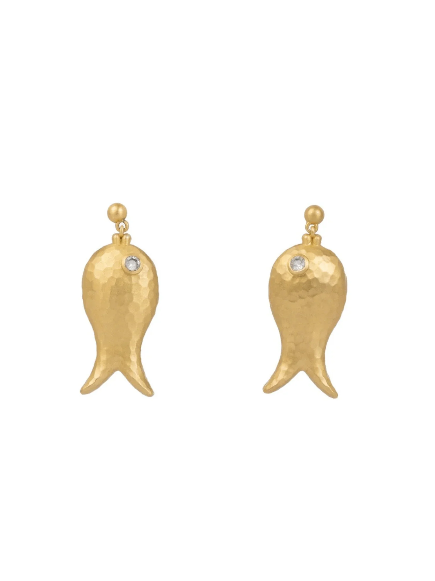 Gold Fish Earring in Crystal