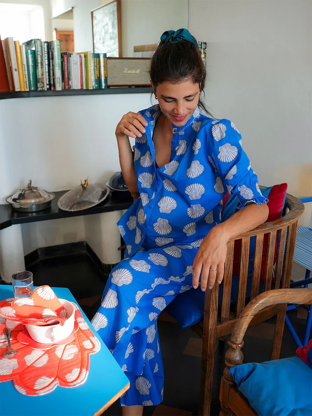 Bergamot Blouse in Blue Shells - Image 4