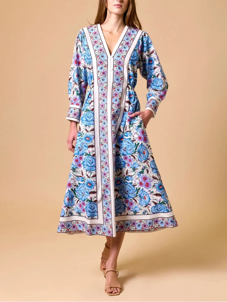 Blanche Midi Dress in Fluora Print