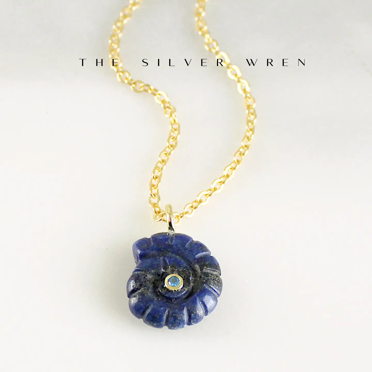 Blue Lapis Gemstone Shell Pendant Necklace - Image 2