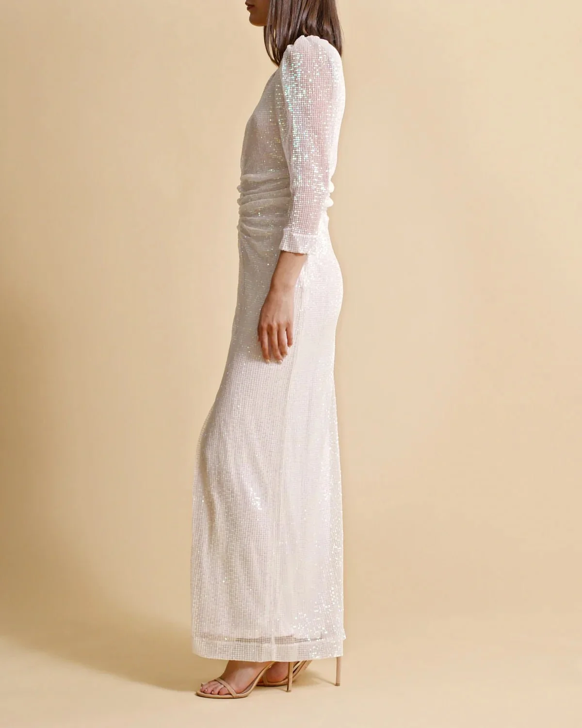 Sequin Maxi Dress in Off White - Image 4