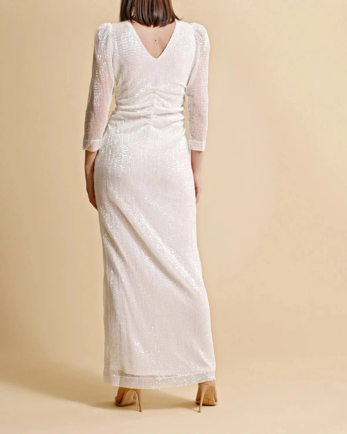 Sequin Maxi Dress in Off White - Image 5