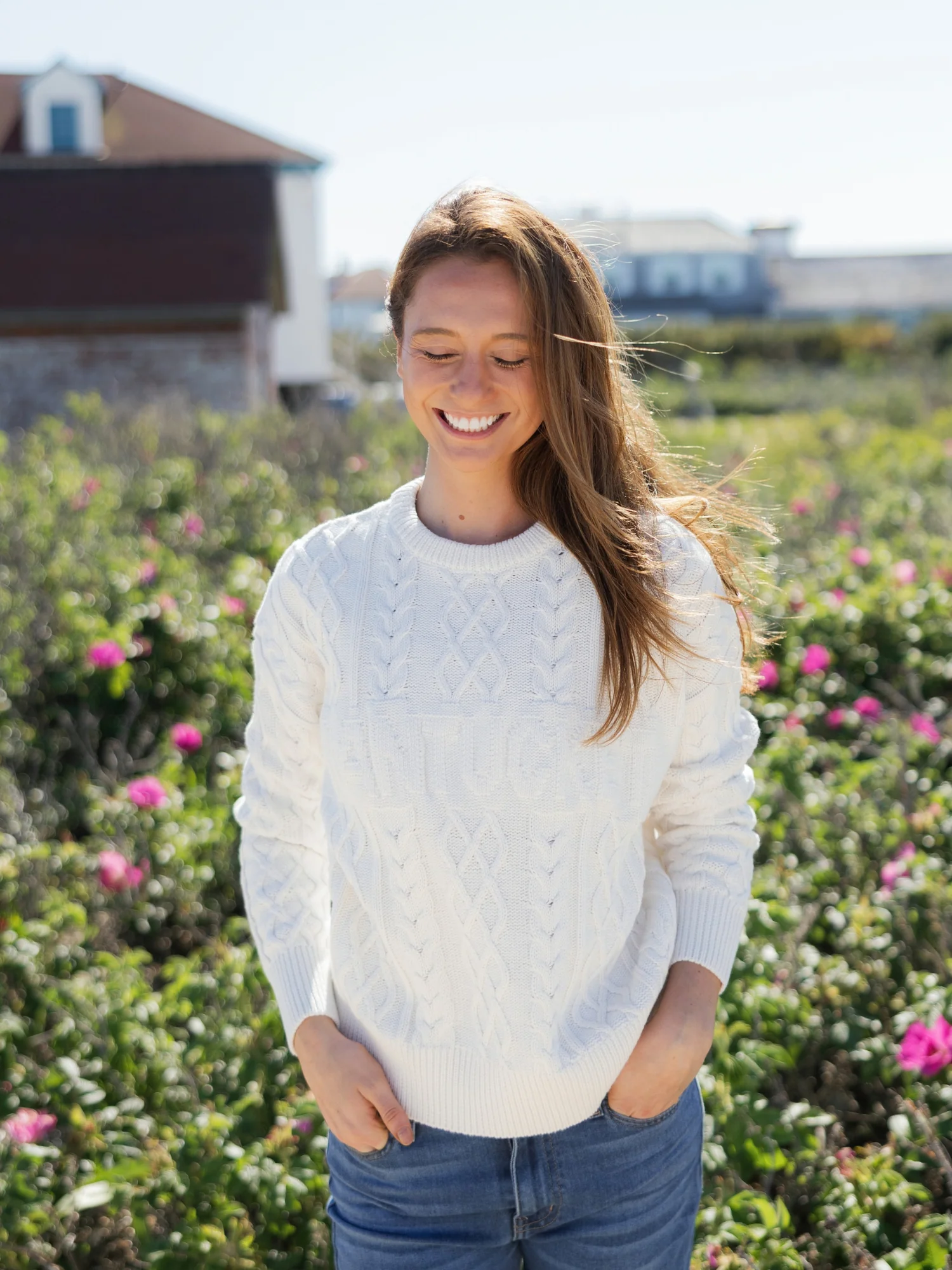 Cable Knit Nantucket Sweater in Ivory - Image 2