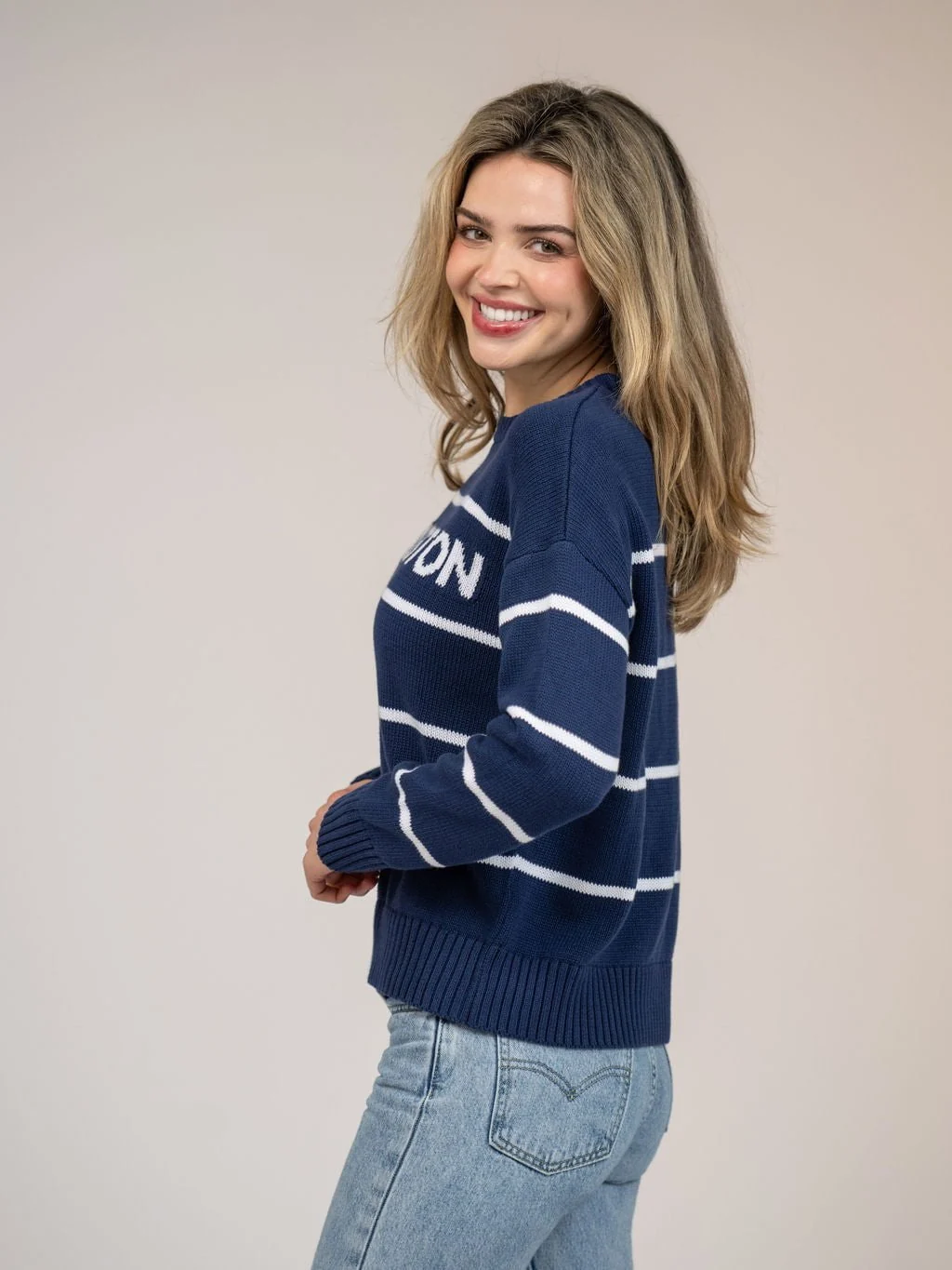 Charleston Sweater in Navy Stripe - Image 3