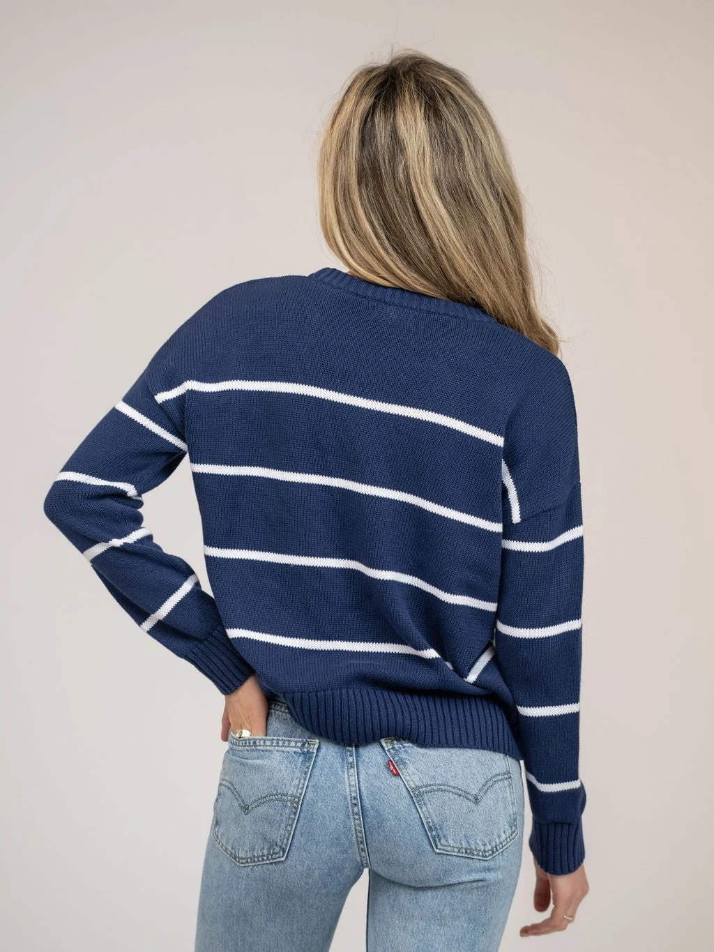 Charleston Sweater in Navy Stripe - Image 4
