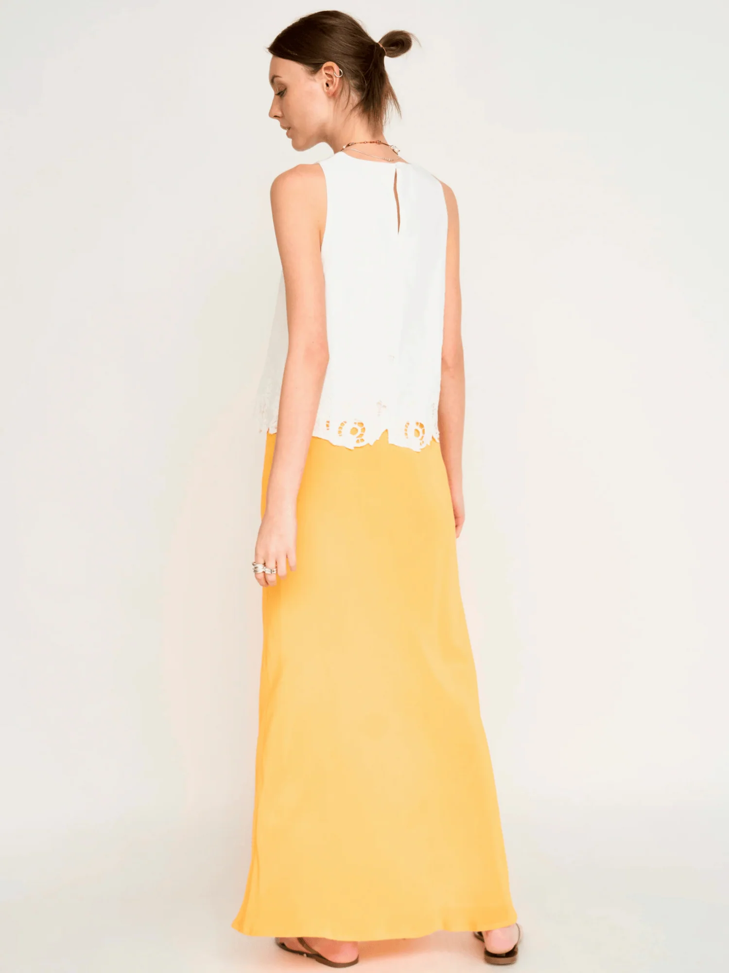 Charleston Tank in White Embroidered Deco - Image 4