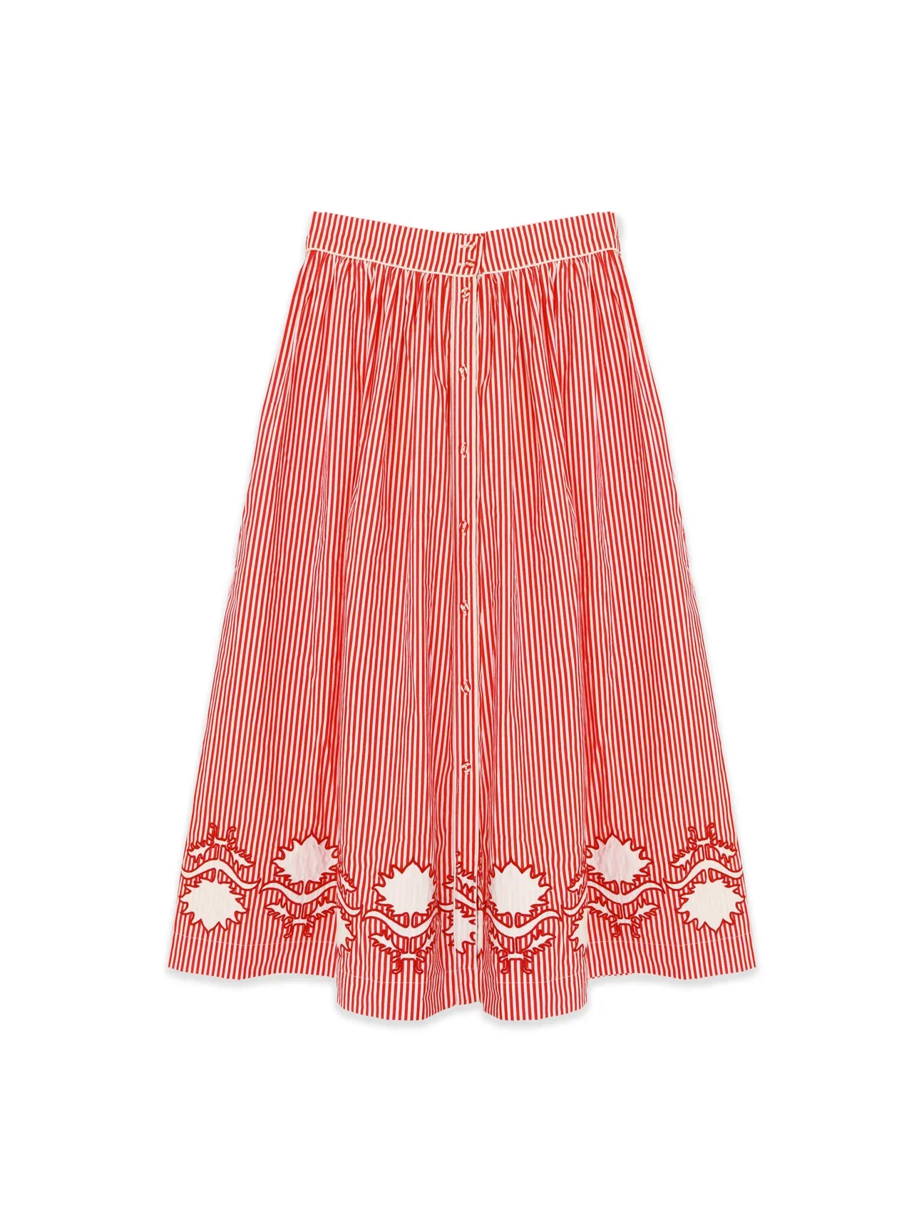 Colette Midi Skirt in Red Stripe - Image 2