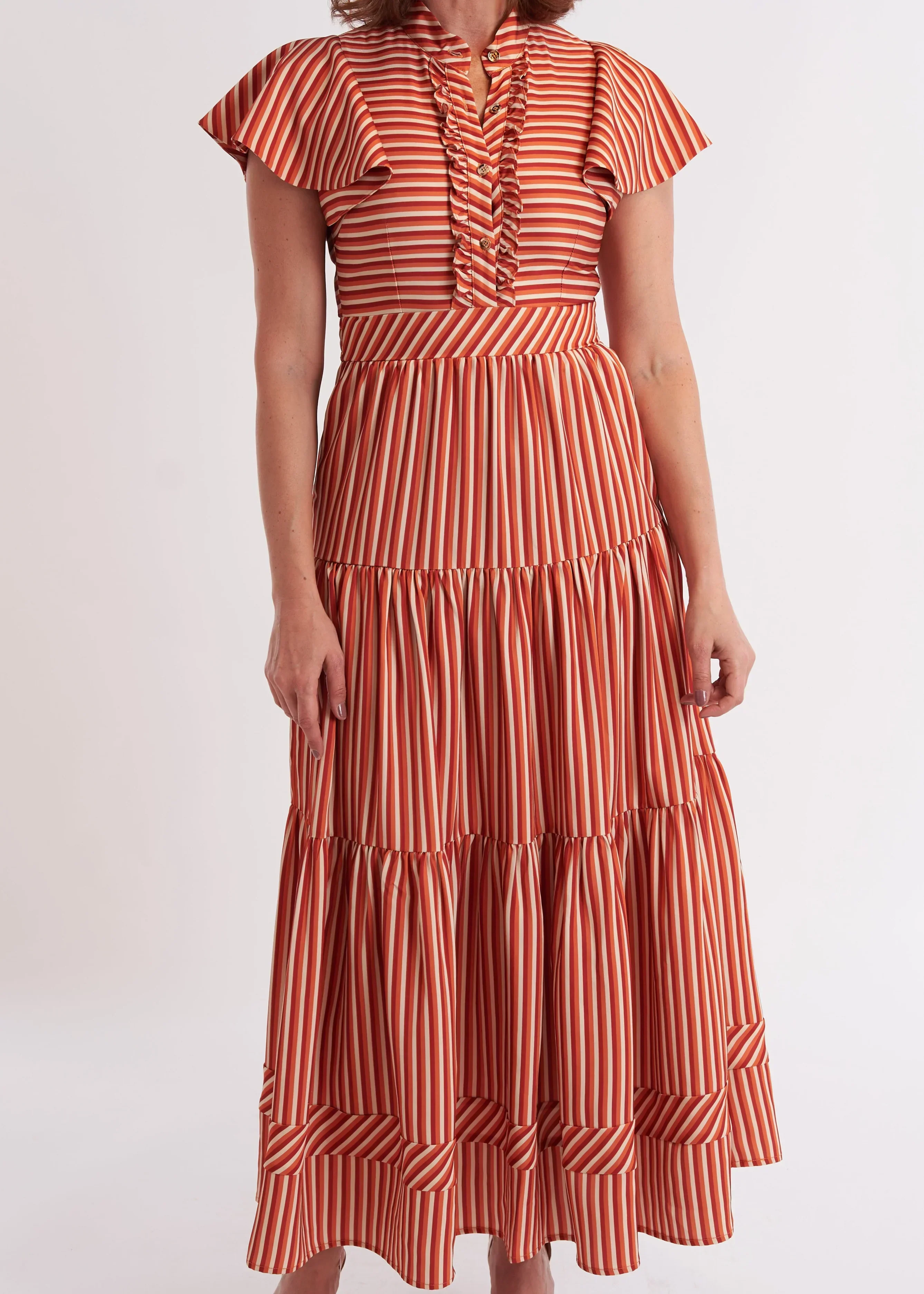 Doon Dress in Terracotta Stripe - Image 2