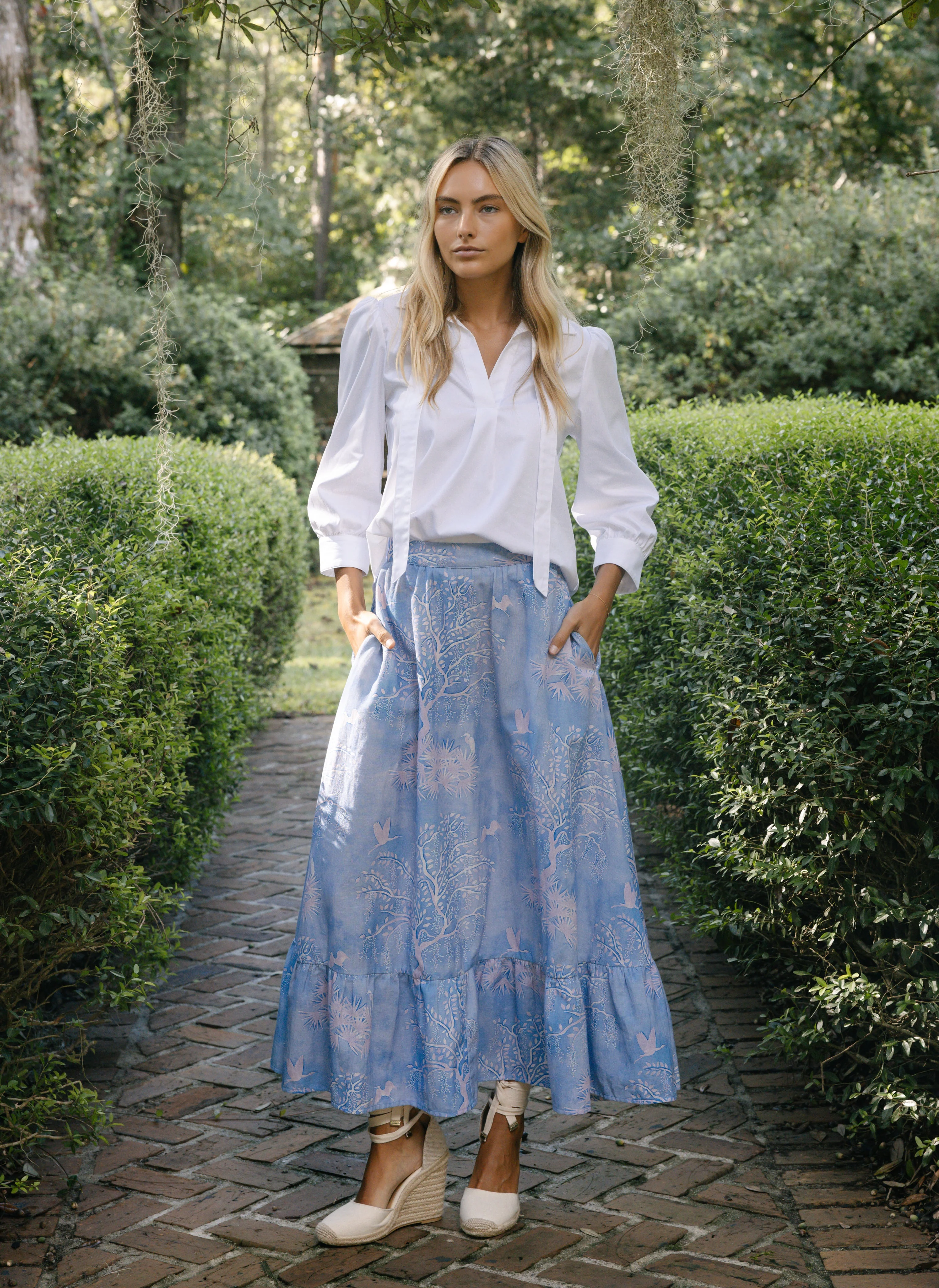 Florence Maxi Skirt in Purple Watercolor
