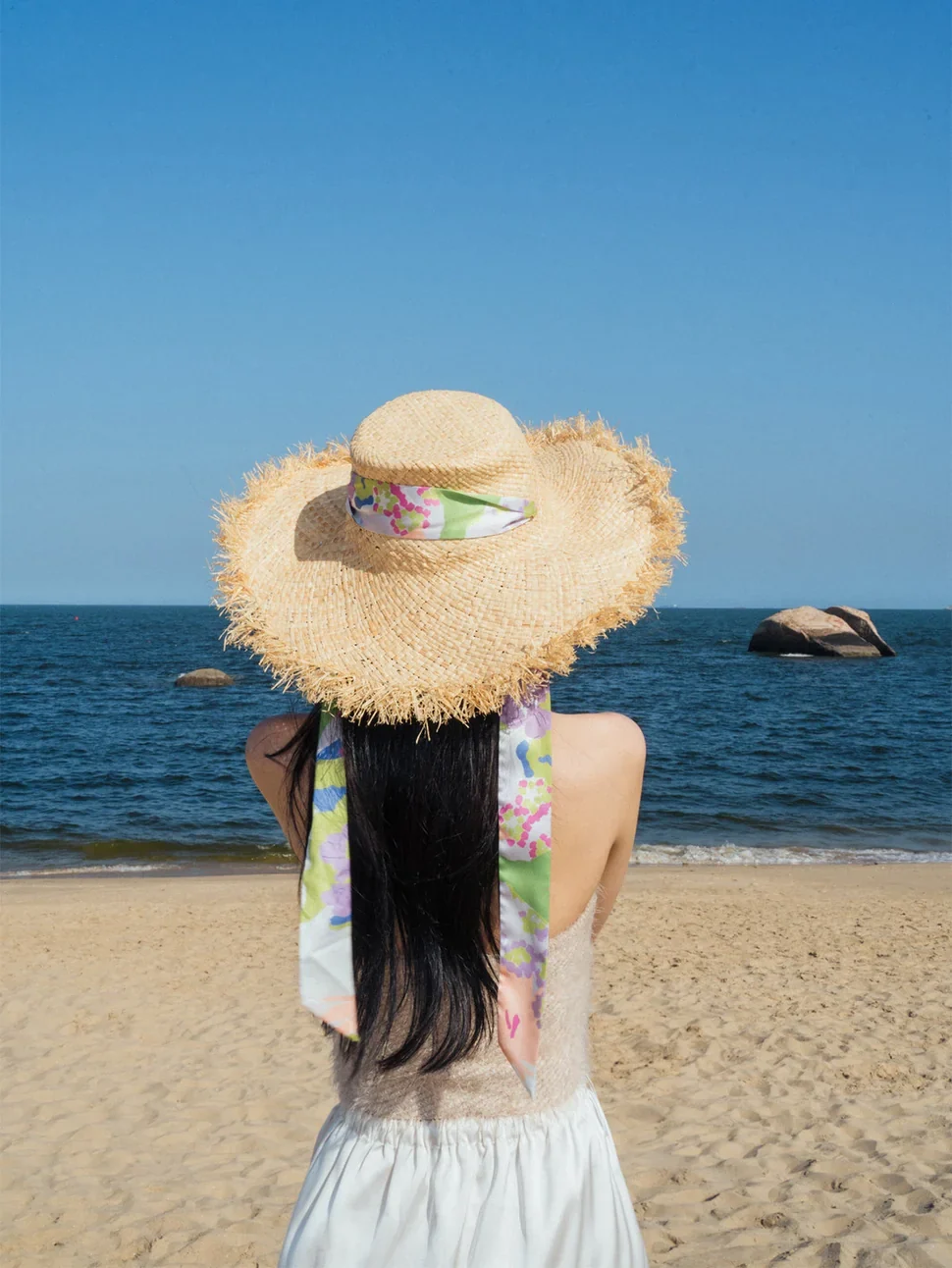 Frida X Lost Pattern Frida's Garden Straw Hat with Ribbon Tie - Image 3