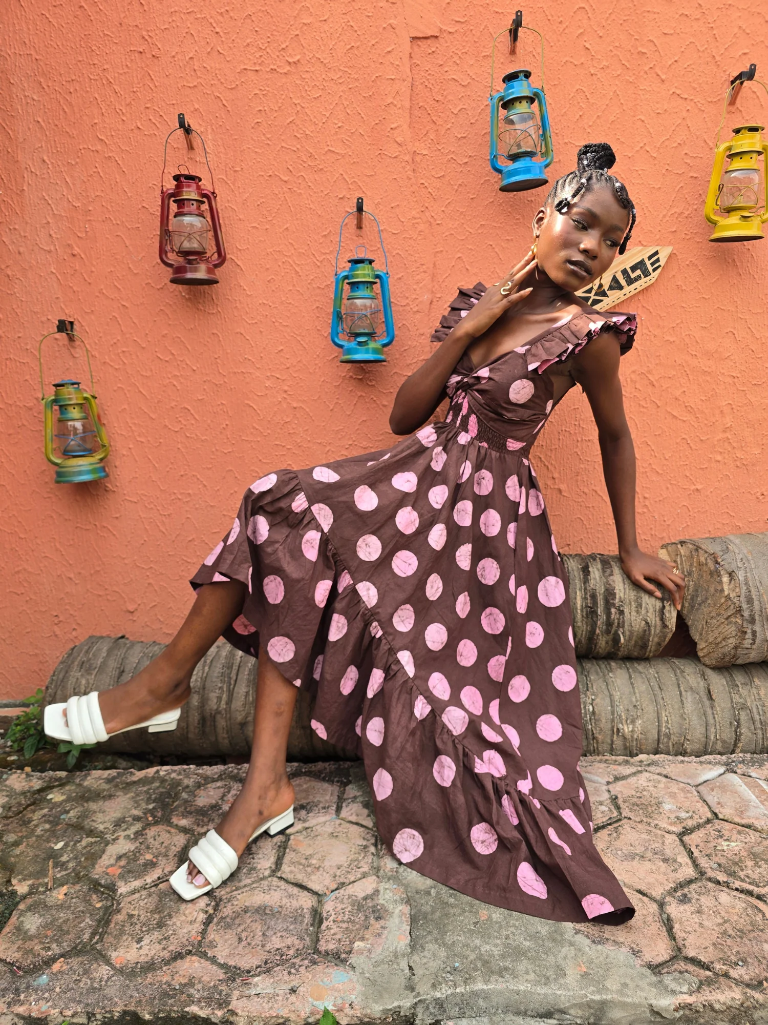 Ibukun Dress in Pink Polka Dot - Image 4