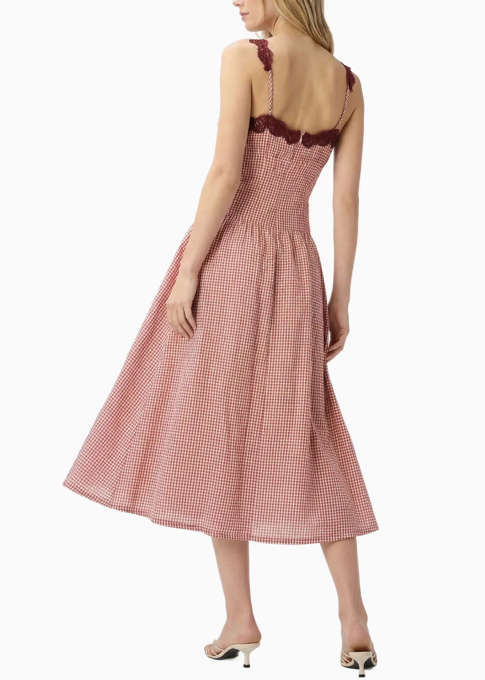 Kairina Midi Dress in Berry Gingham - Image 3