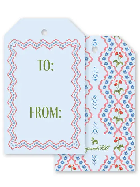 Lamia Damask Blue Gift Tags