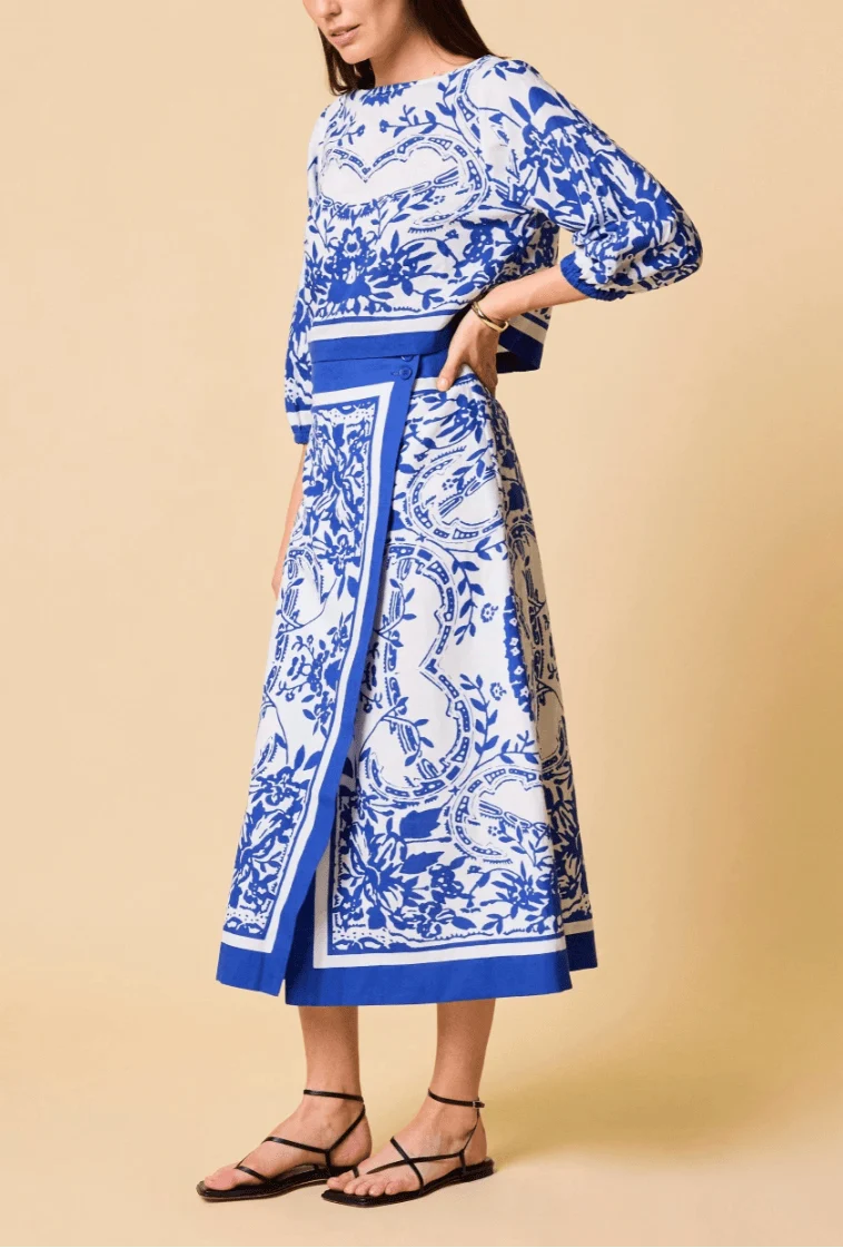 Lihua Midi Skirt in Altesse Print