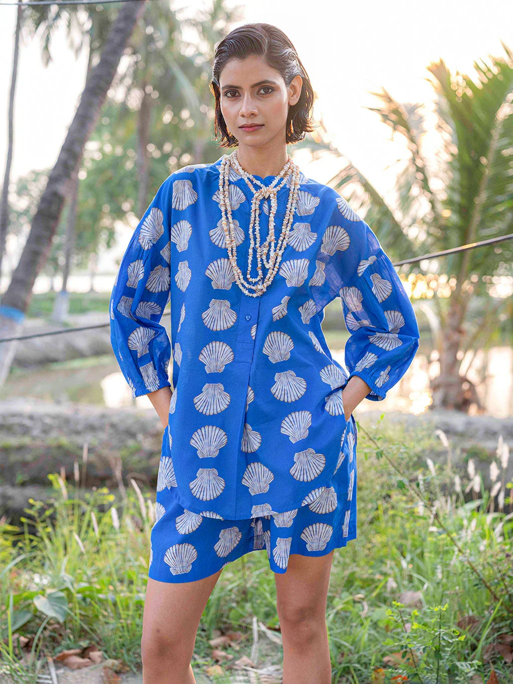 Lilly Pilly Shorts in Blue Shells - Image 2