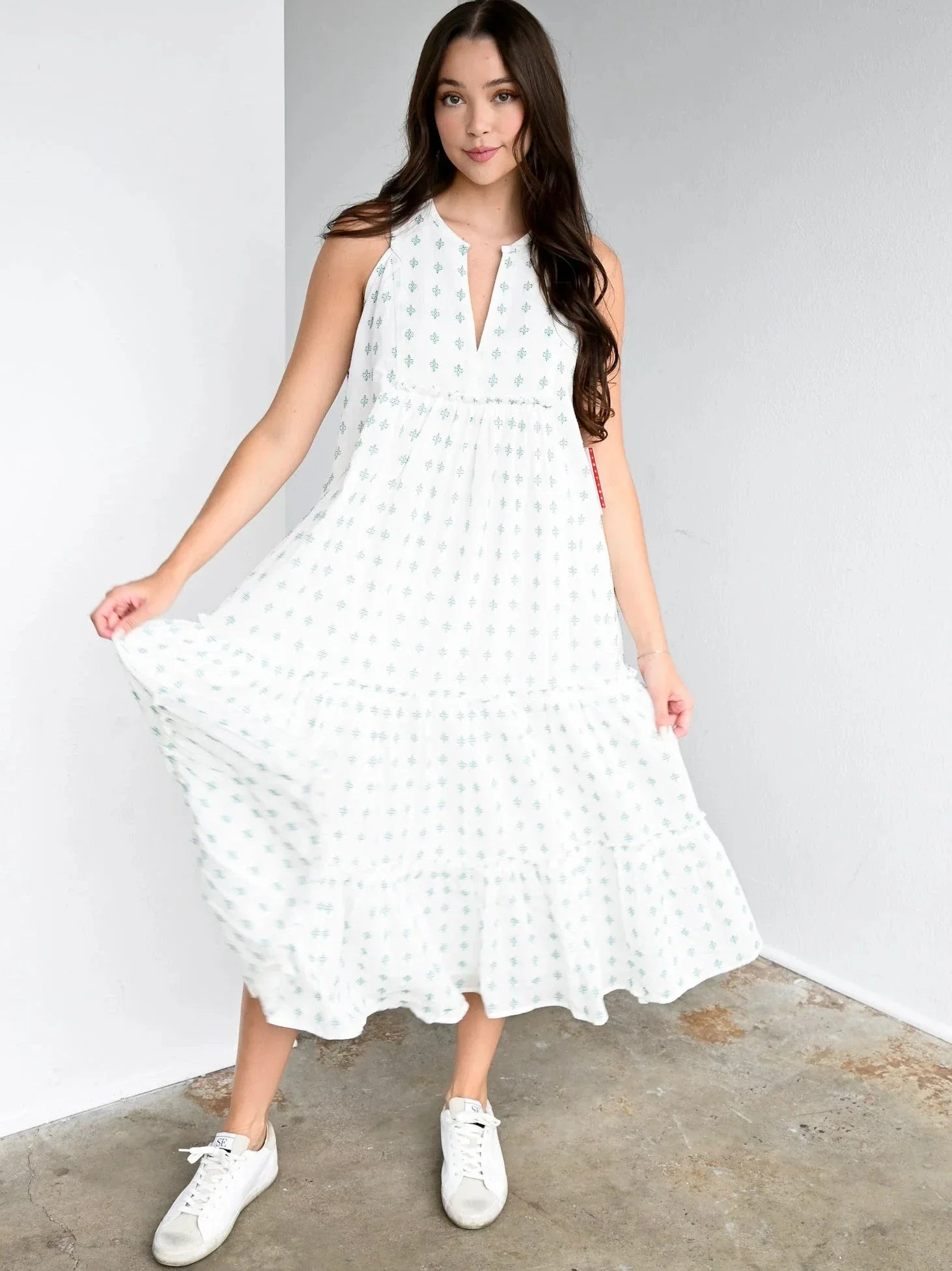 Long Tiered Dress Crosshatch