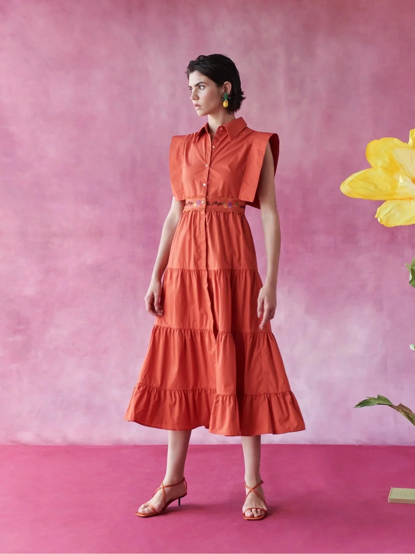 Lucero Dress in Orange - Image 2