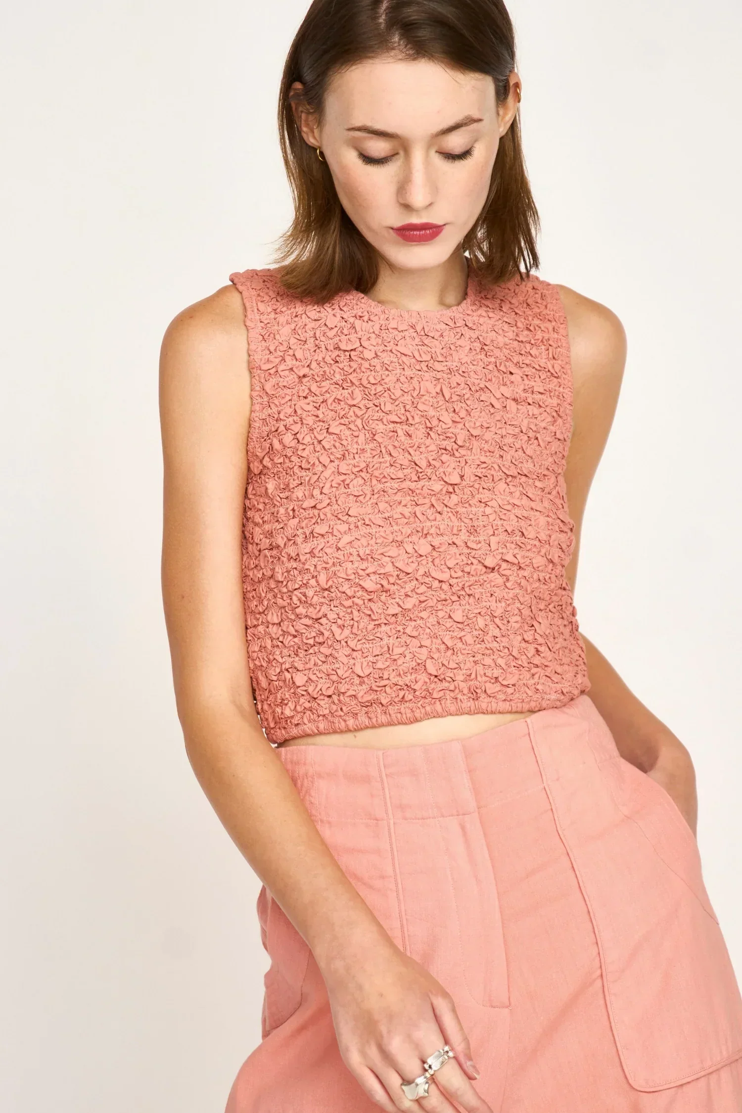 Lucia Smocked Top in Pomelo - Image 3