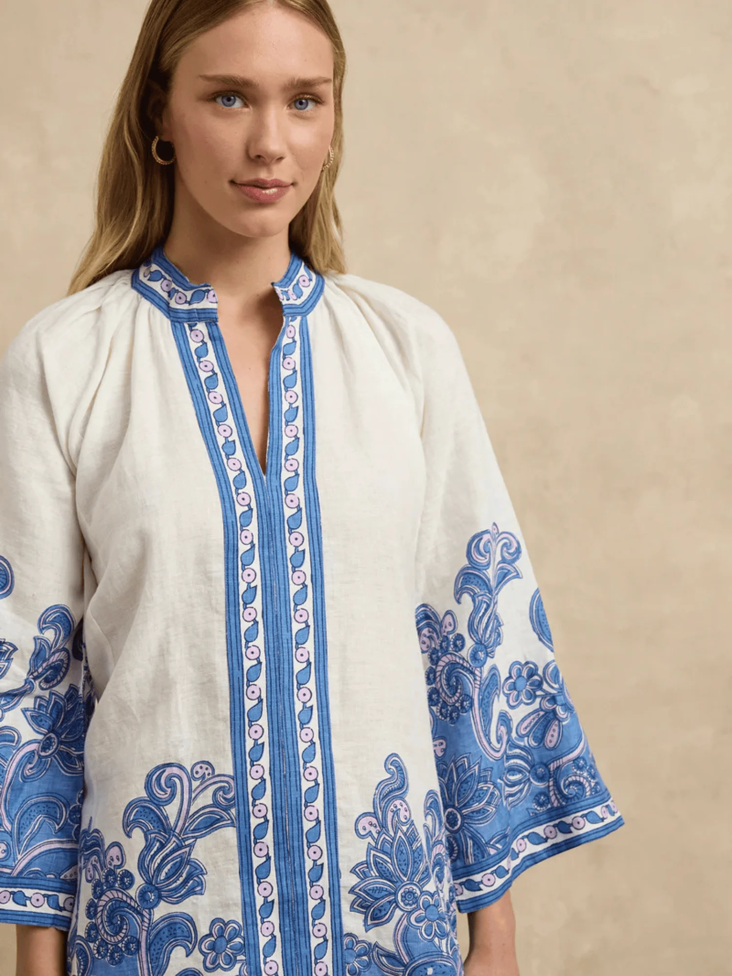 Lumi Dress in Brocade Azul - Image 2