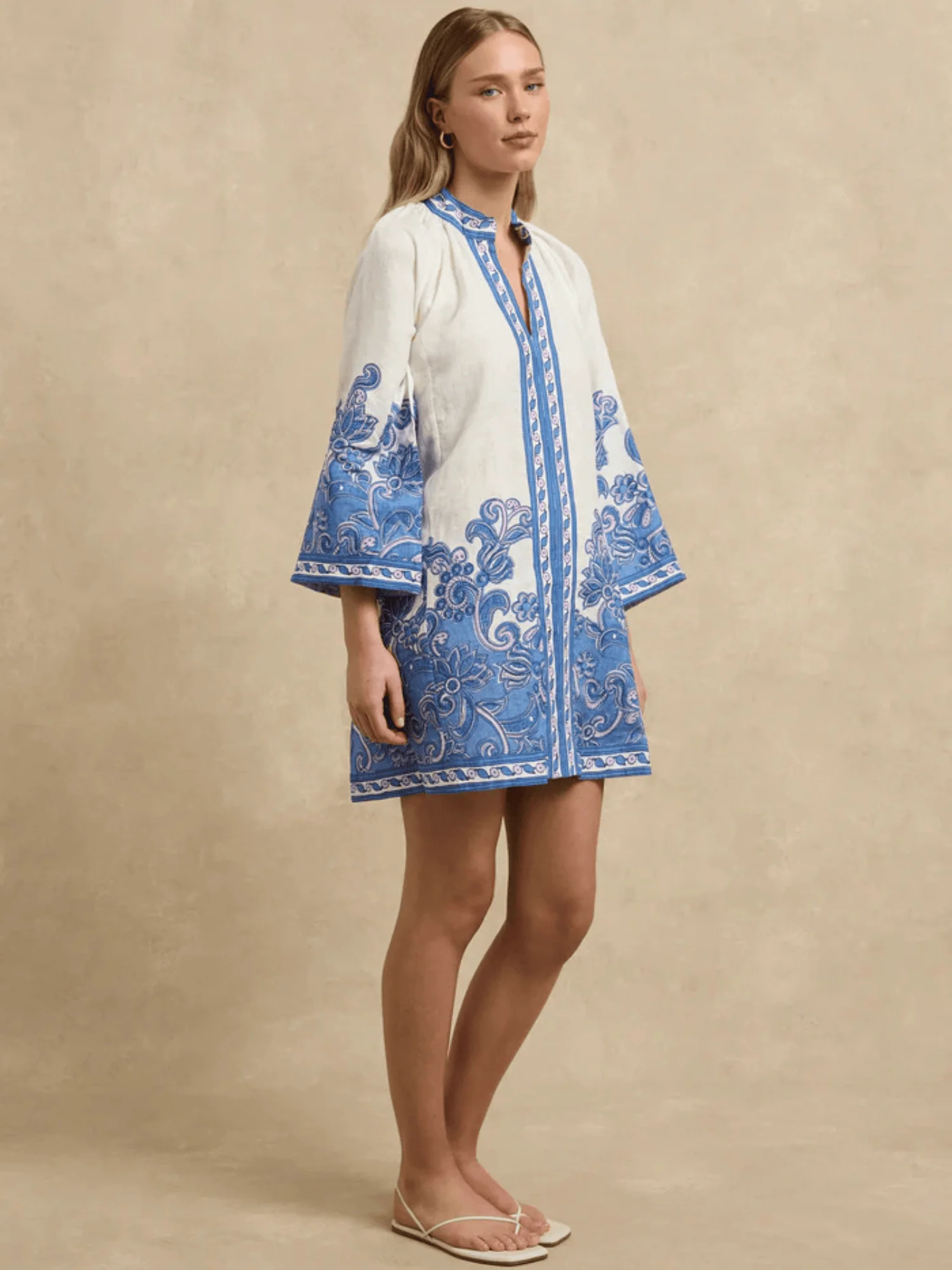 Lumi Dress in Brocade Azul - Image 4