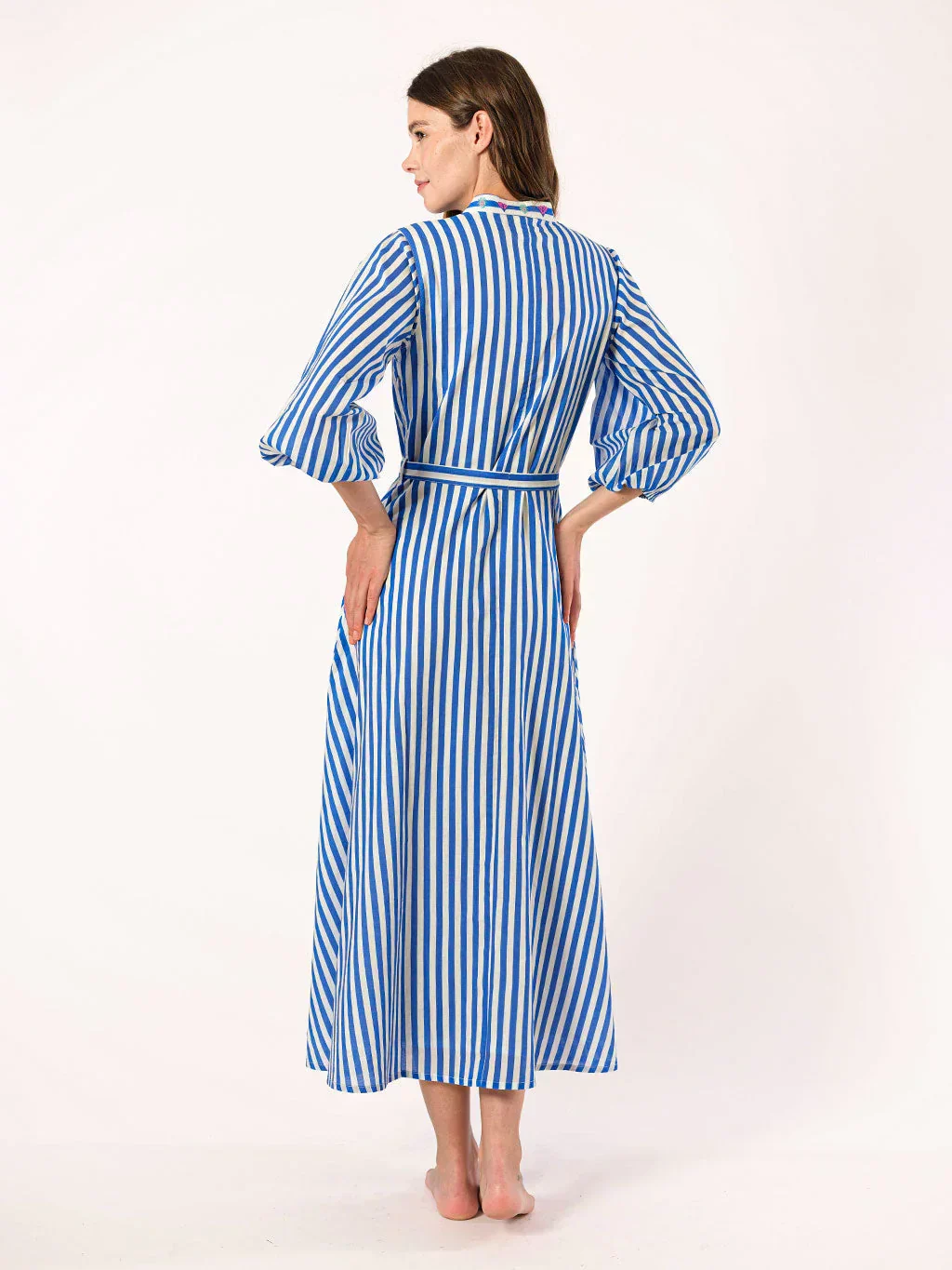 Marigold Dress in Blue Stripes - Image 3