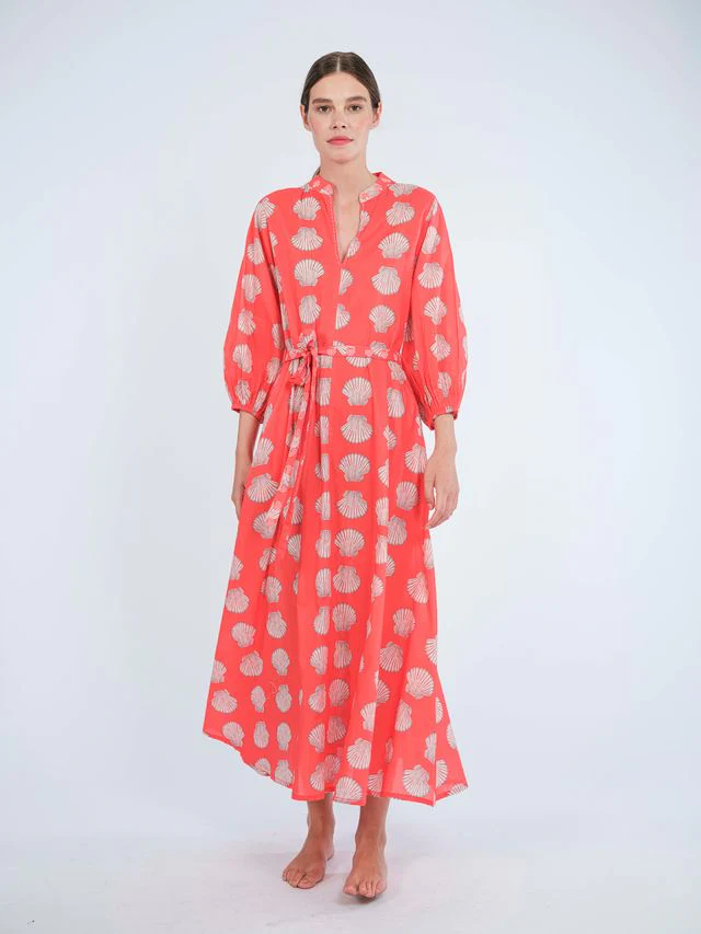 Marigold Dress in Red Shells