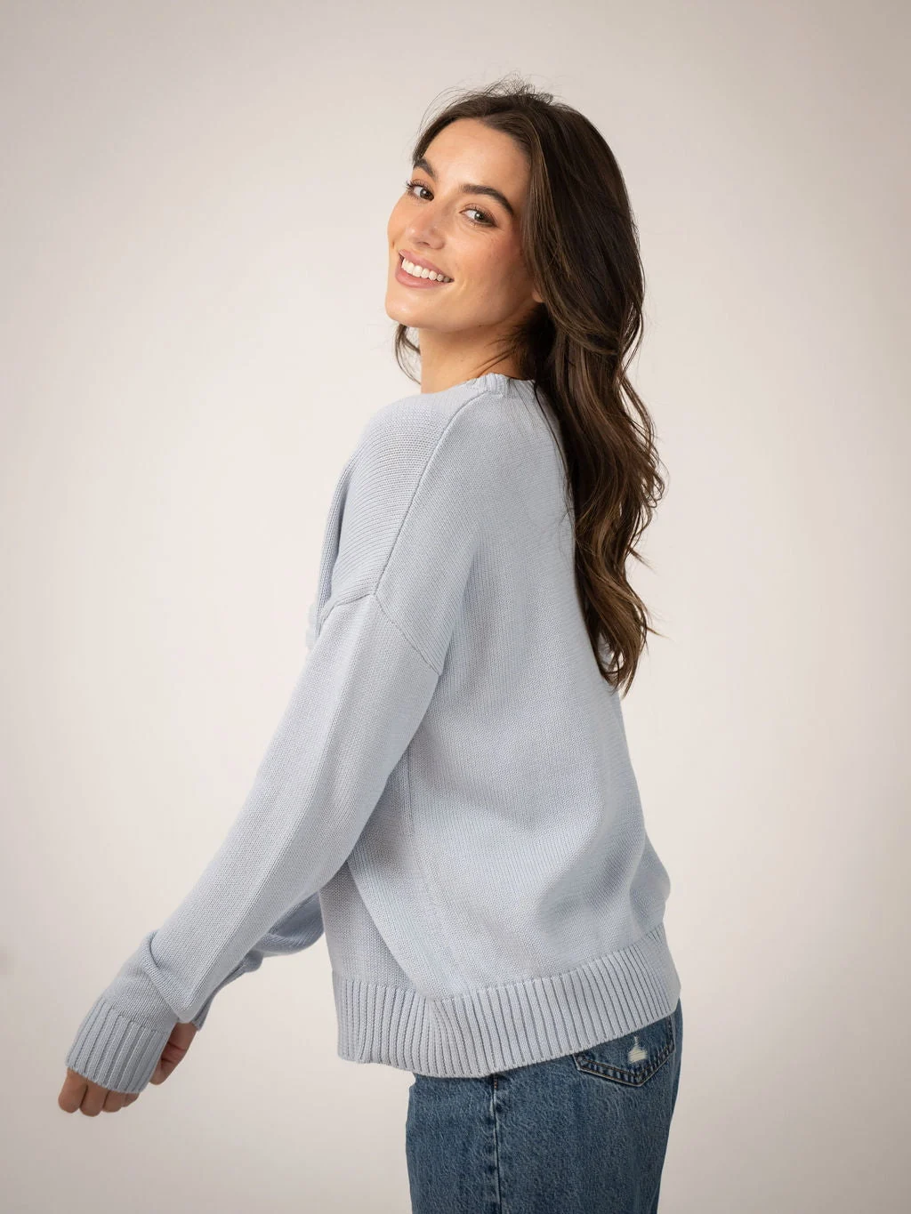 Monochrome American Flag Sweater in Light Blue - Image 4