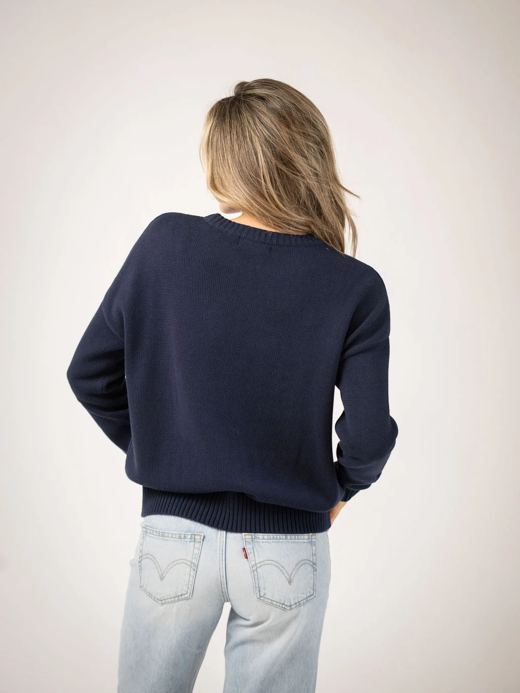 Monochrome American Flag Sweater in Navy - Image 6