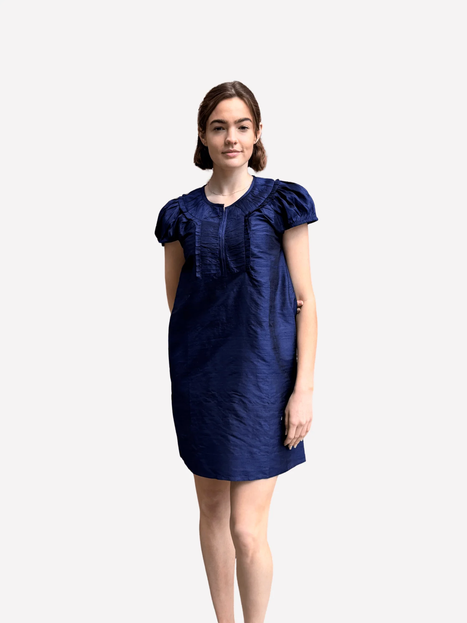 Navy Silk Shift Dress