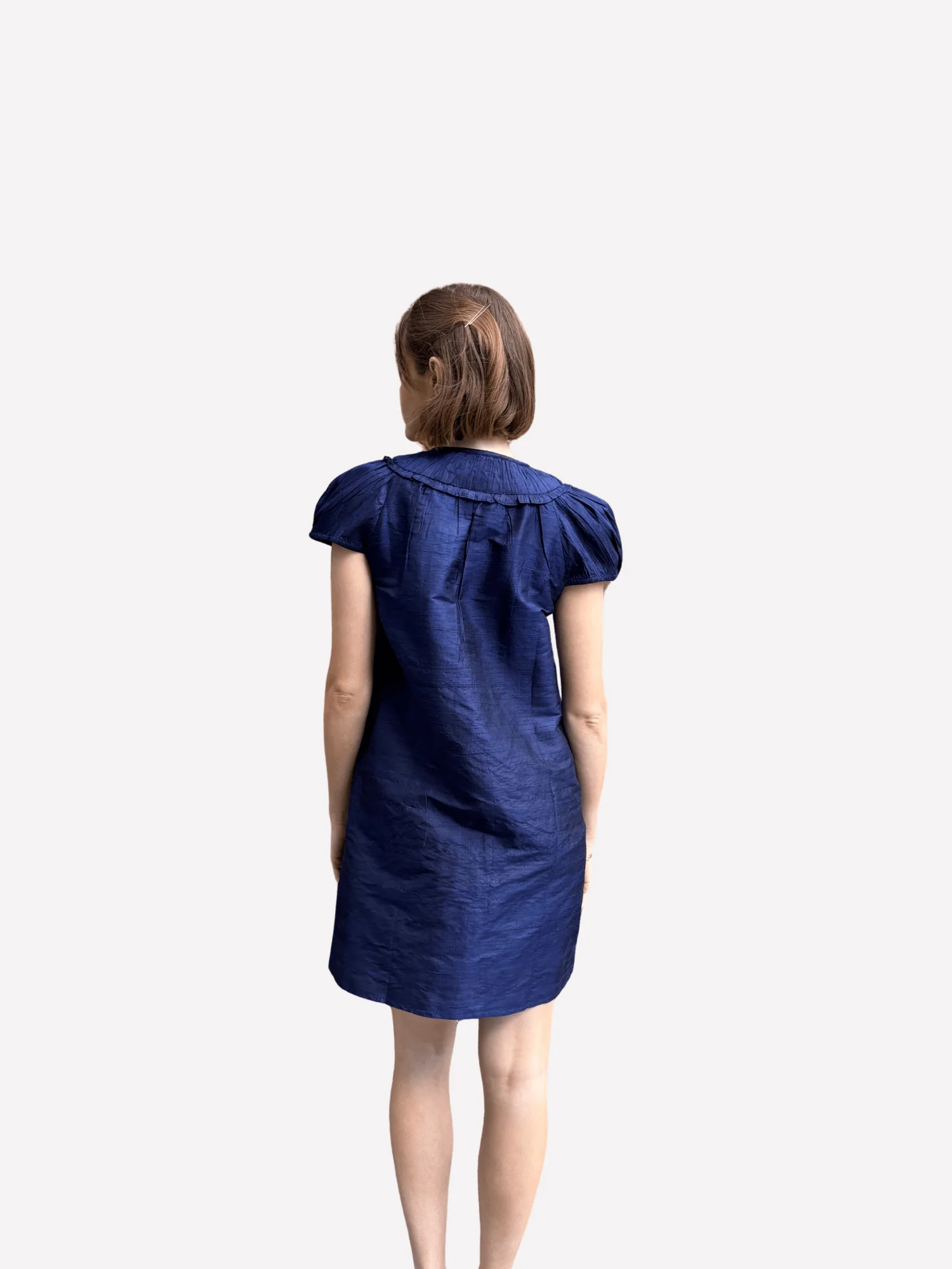 Navy Silk Shift Dress - Image 2