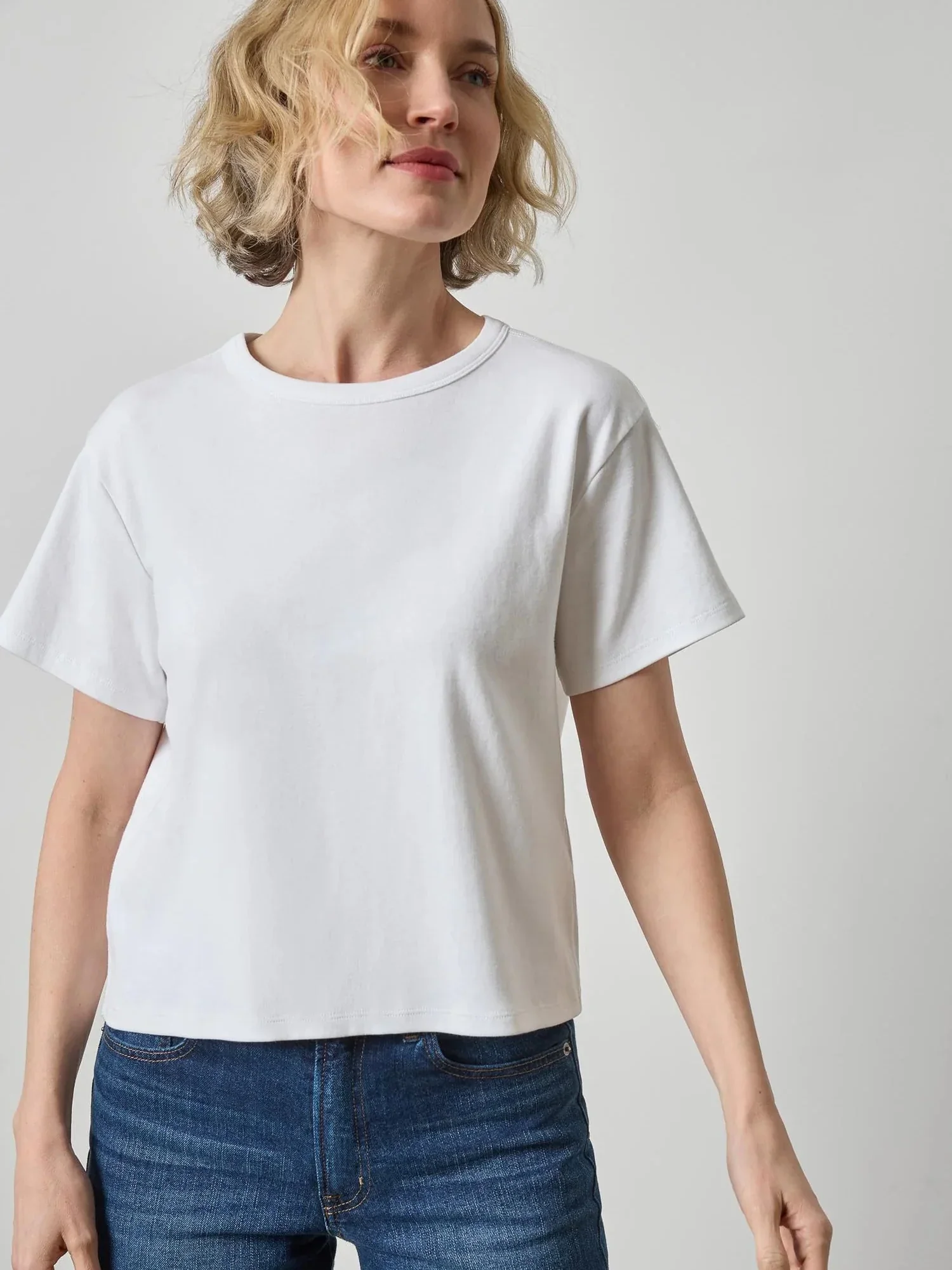 Organic Boxy Tee in White