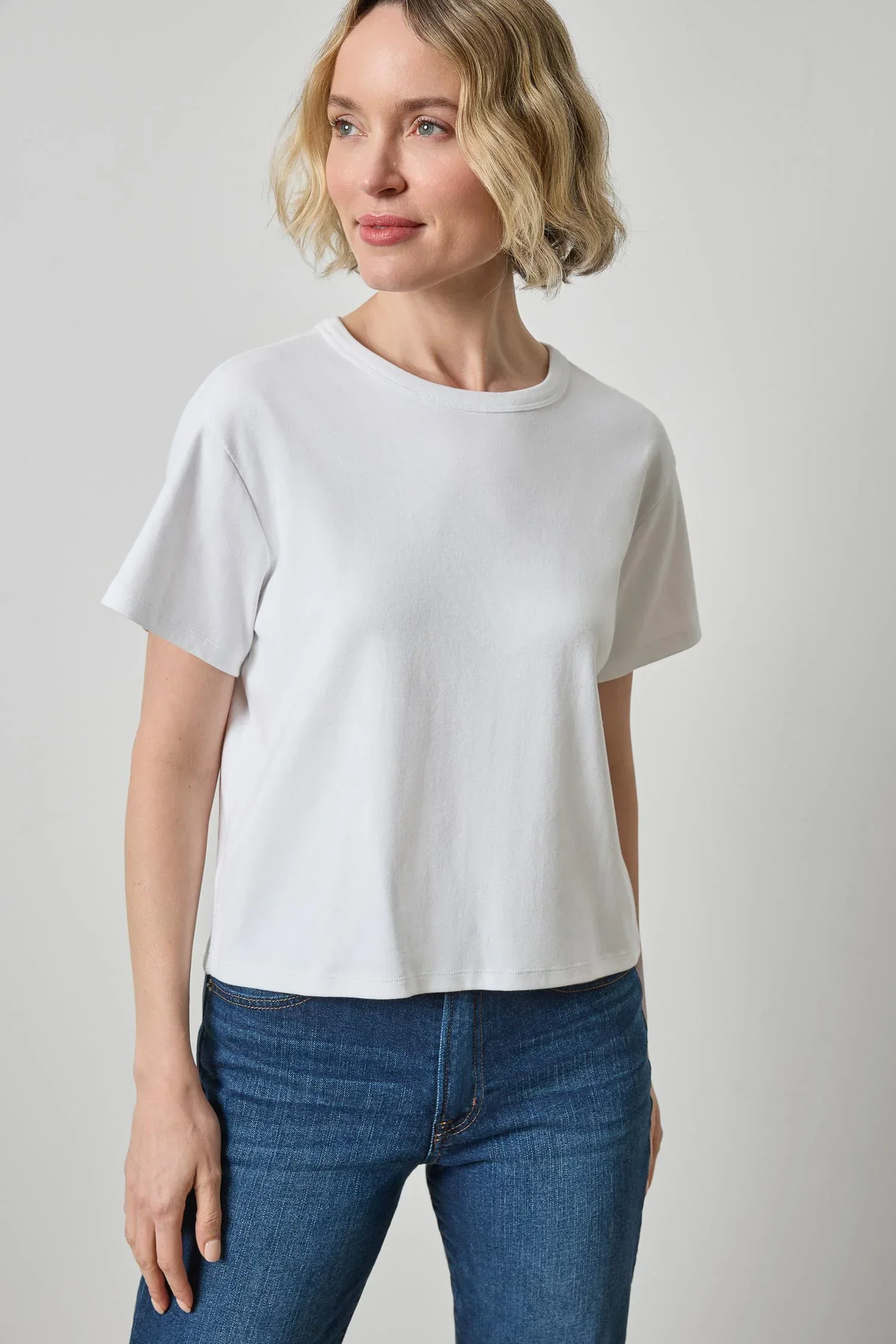 Organic Boxy Tee in White - Image 3