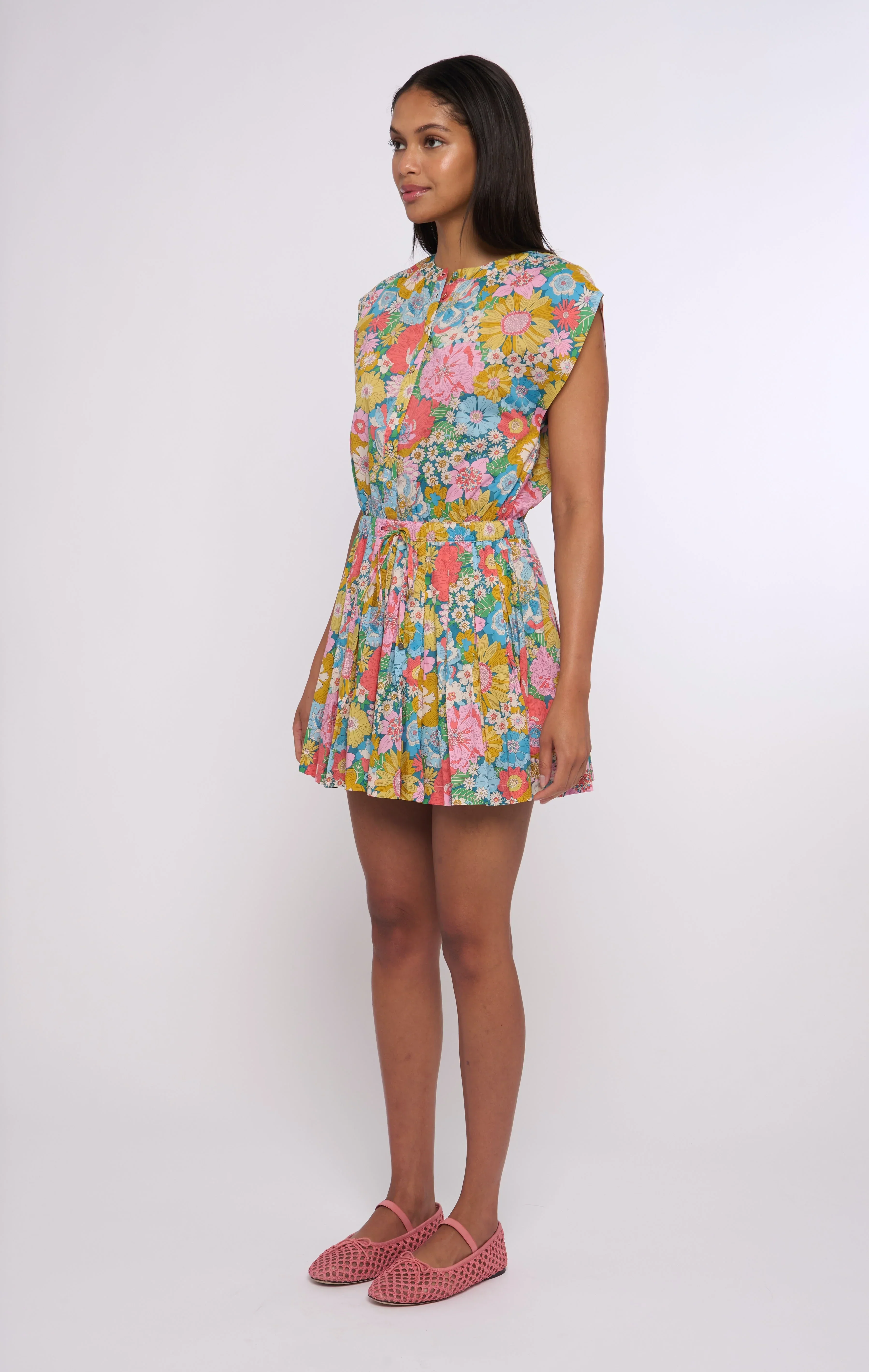 Porto Mini Dress in Summers In The Sun 2 Liberty Print - Image 2