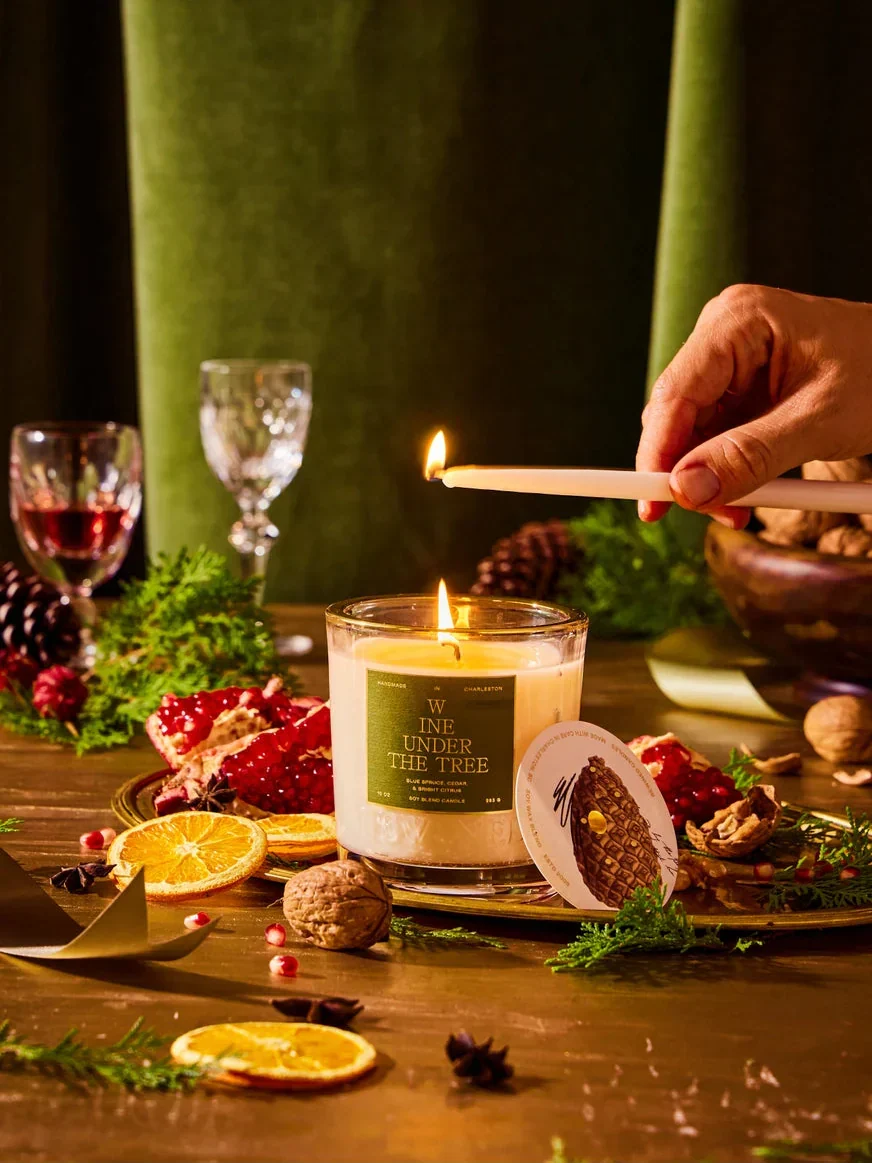 Rewined Wine Under the Tree Holiday Candle