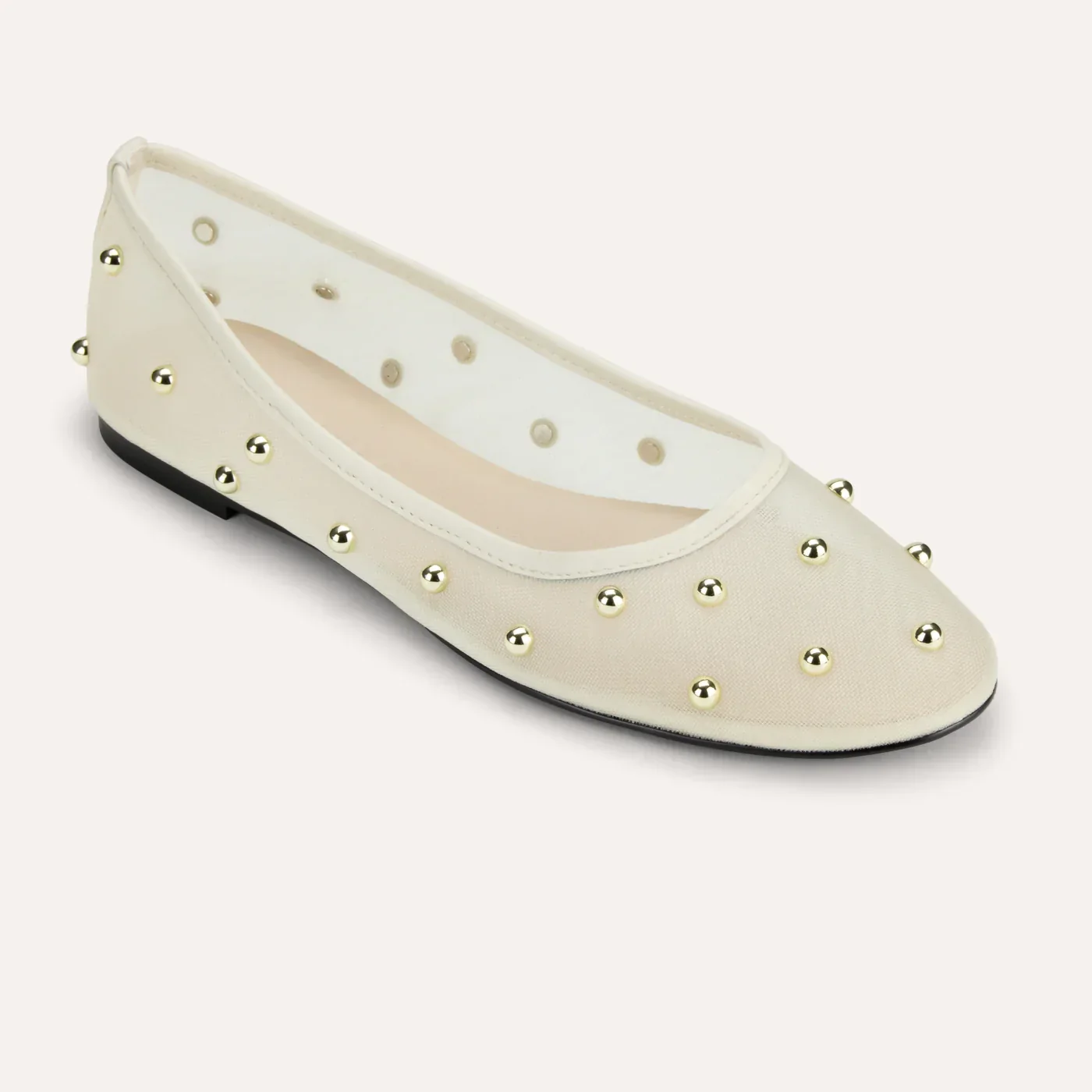 Sadie Stud Mesh Ballet Flat in Cream - Image 2