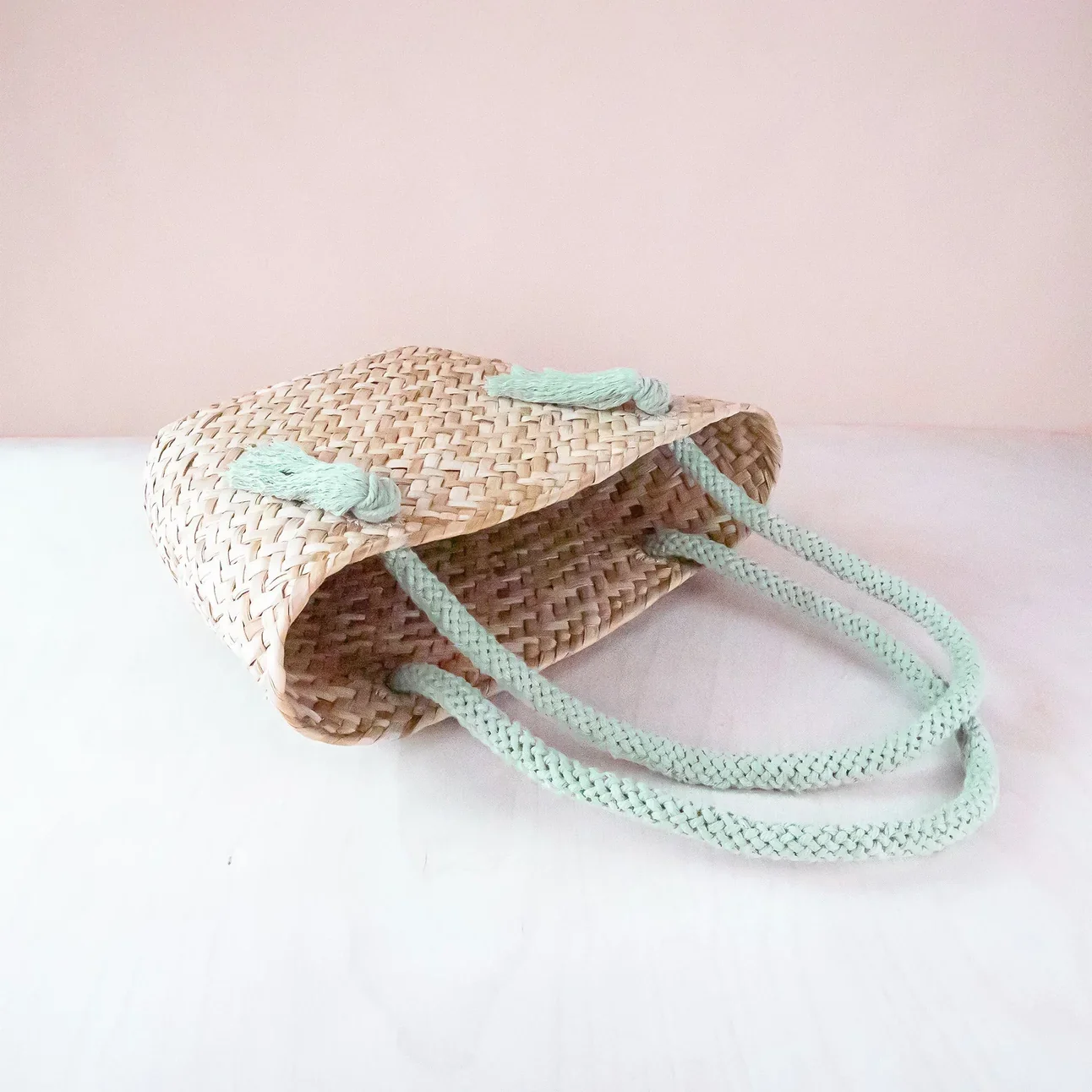 Sage Seagrass Tote Bag with Wrapped Handles - Image 3