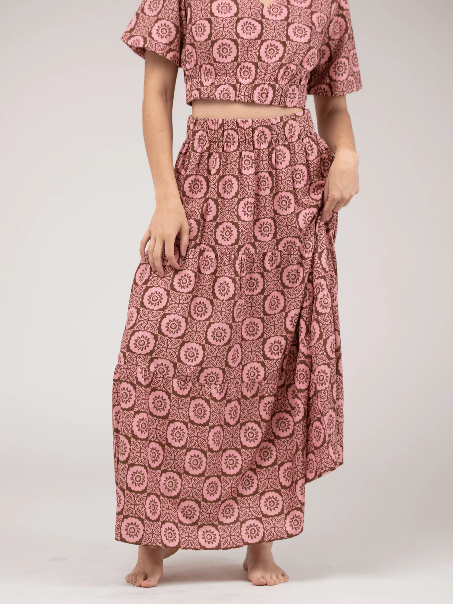 SAMPLE | The Abby Skirt | Pink Flower Check | Small