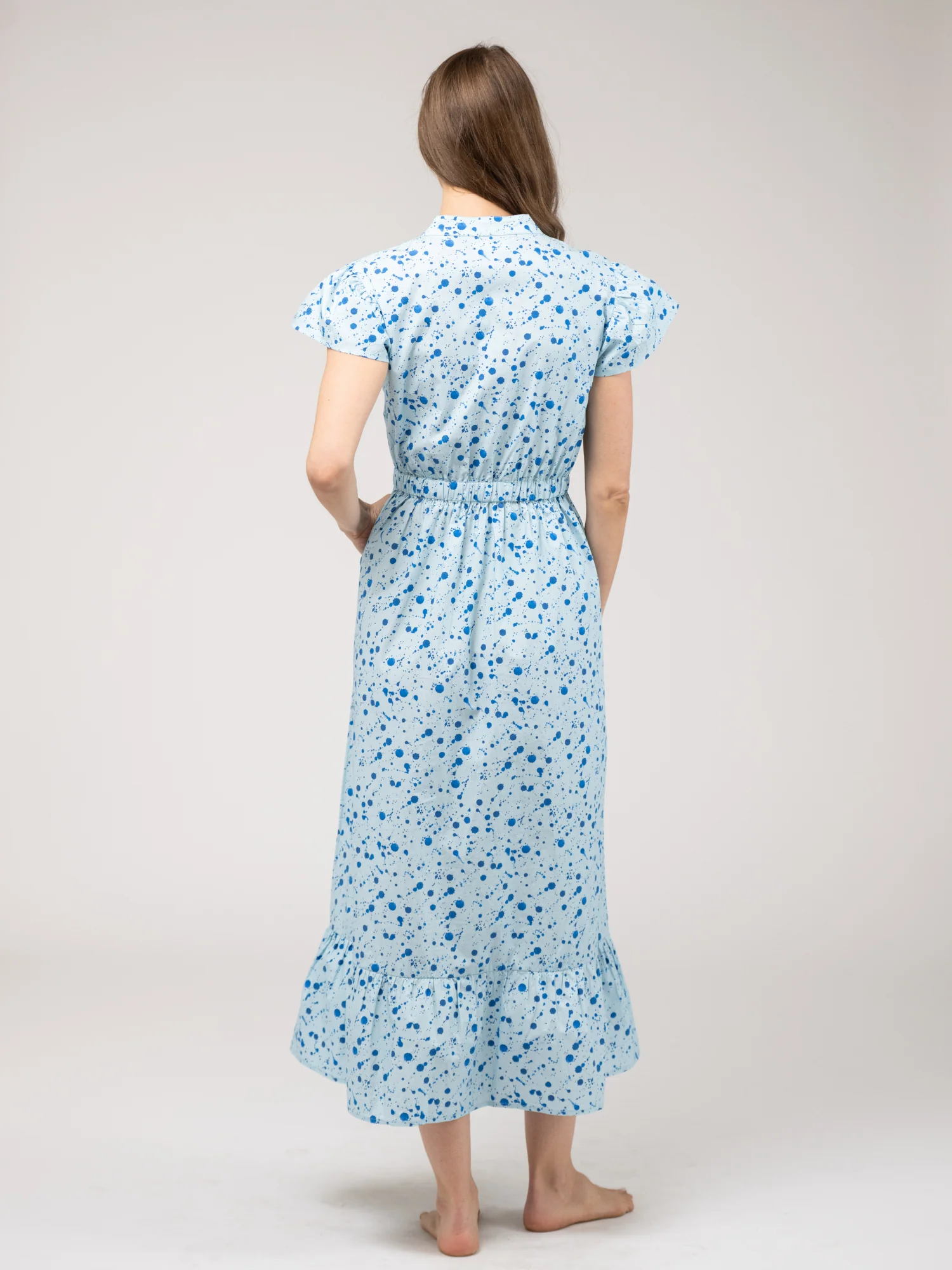SAMPLE | The Flutter Dress | Blue Splatter | Small - Image 3
