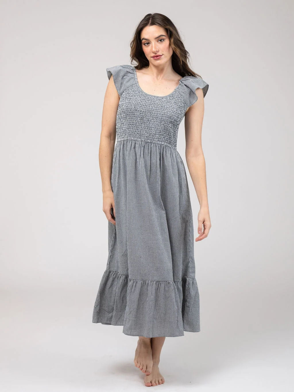 The Goldie Dress | Black Check Seersucker