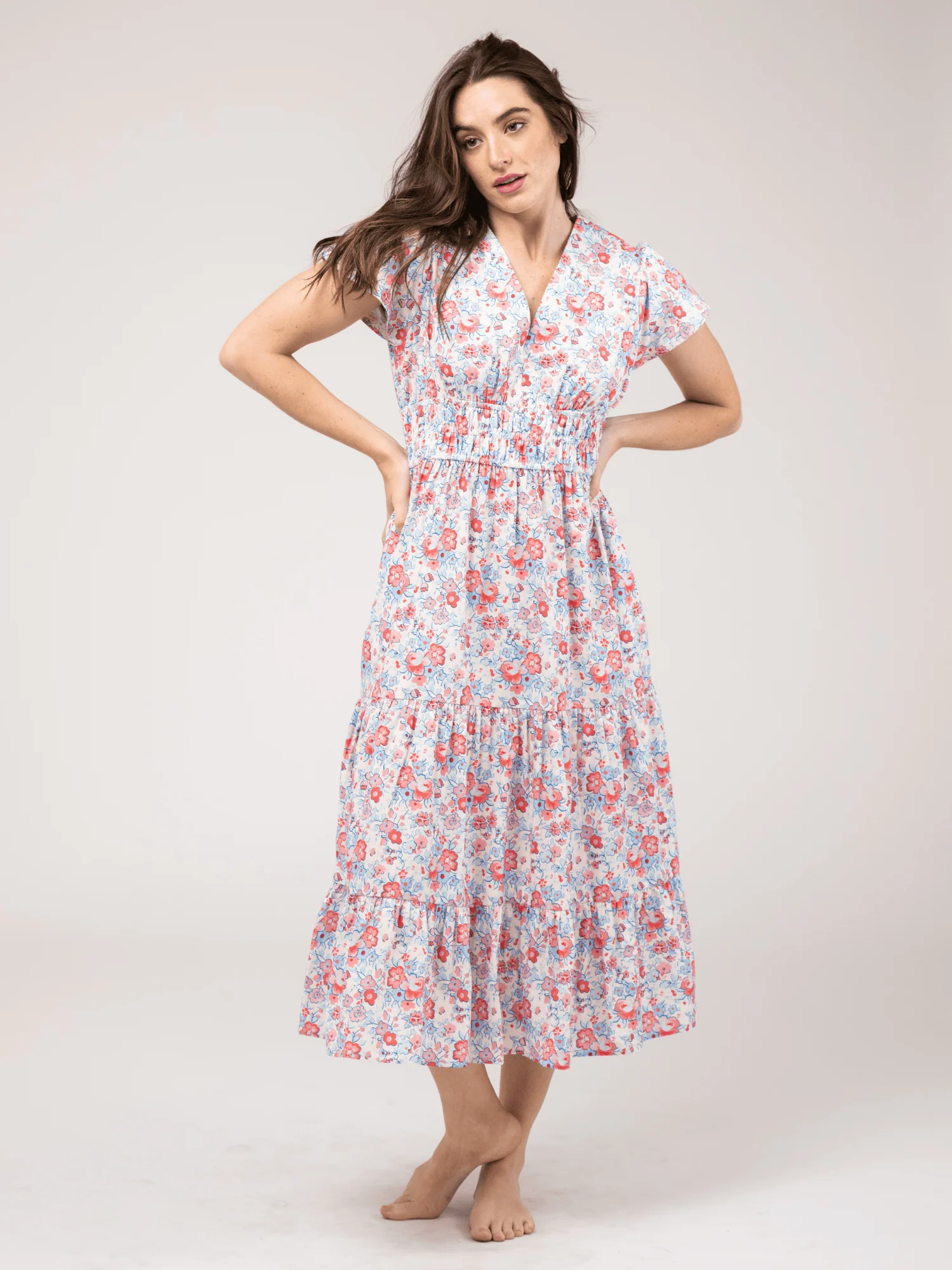 SAMPLE | The Isla Dress | Pink & Blue Garden | Small