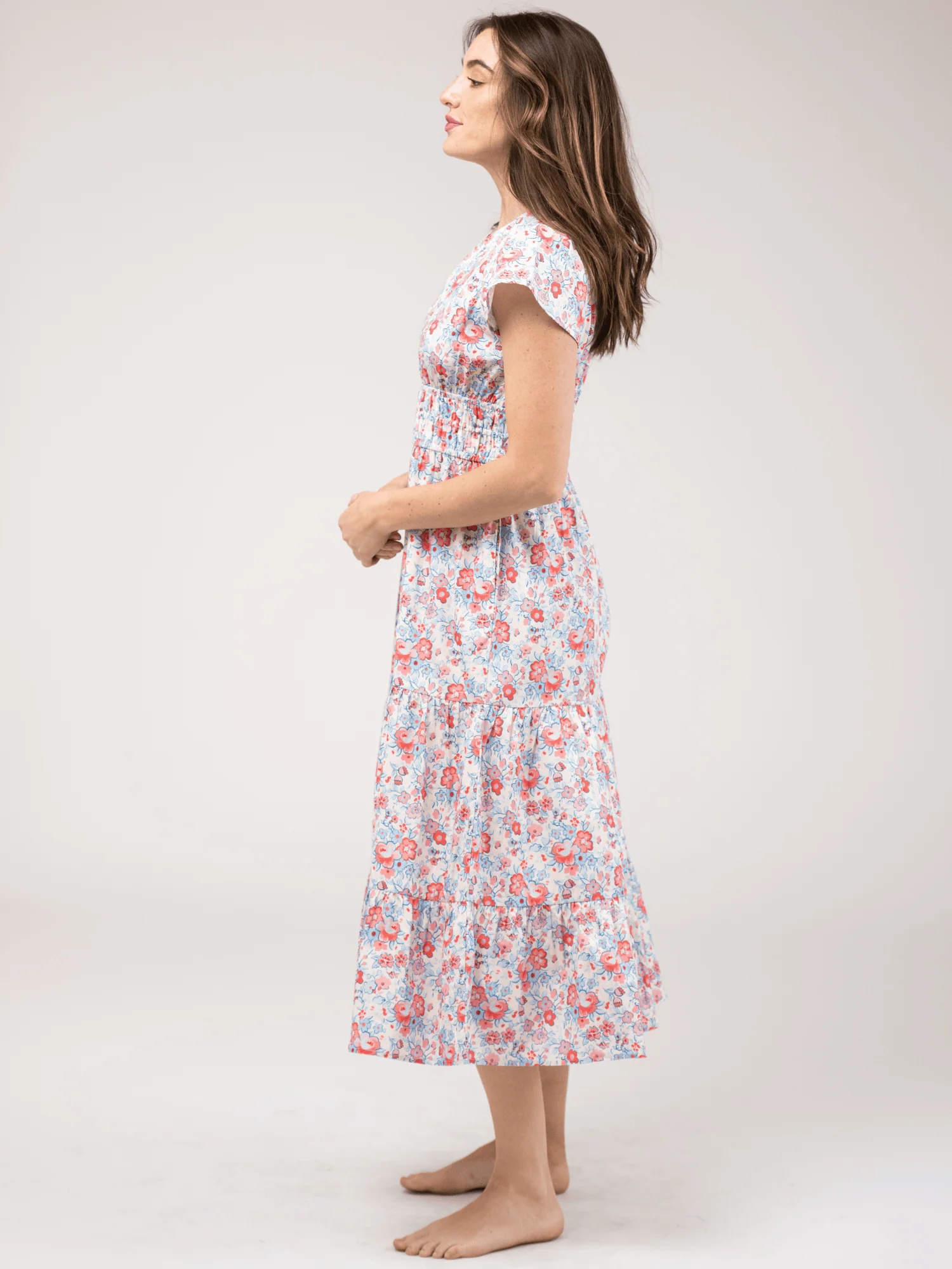 SAMPLE | The Isla Dress | Pink & Blue Garden | Small - Image 2