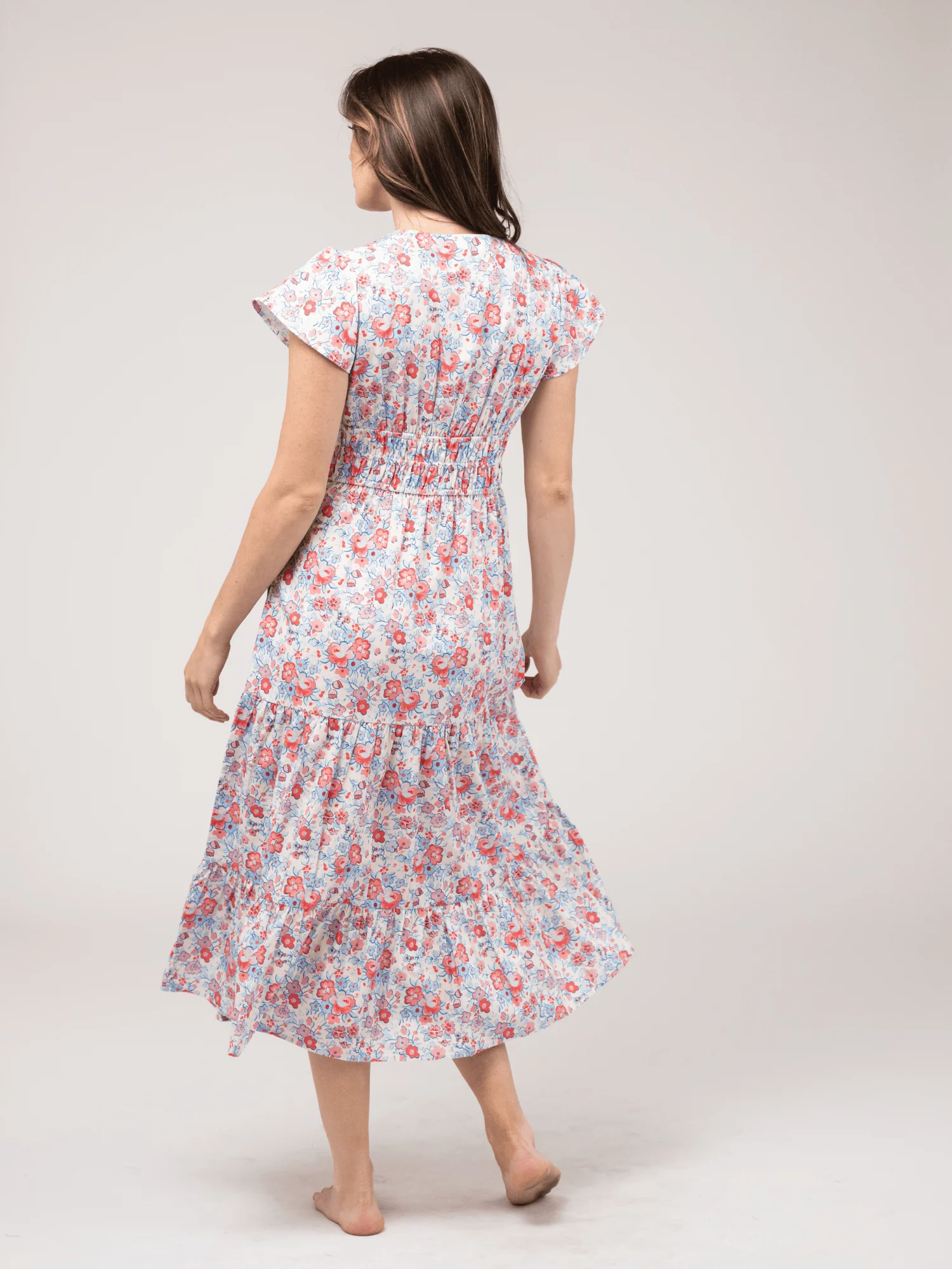 SAMPLE | The Isla Dress | Pink & Blue Garden | Small - Image 3