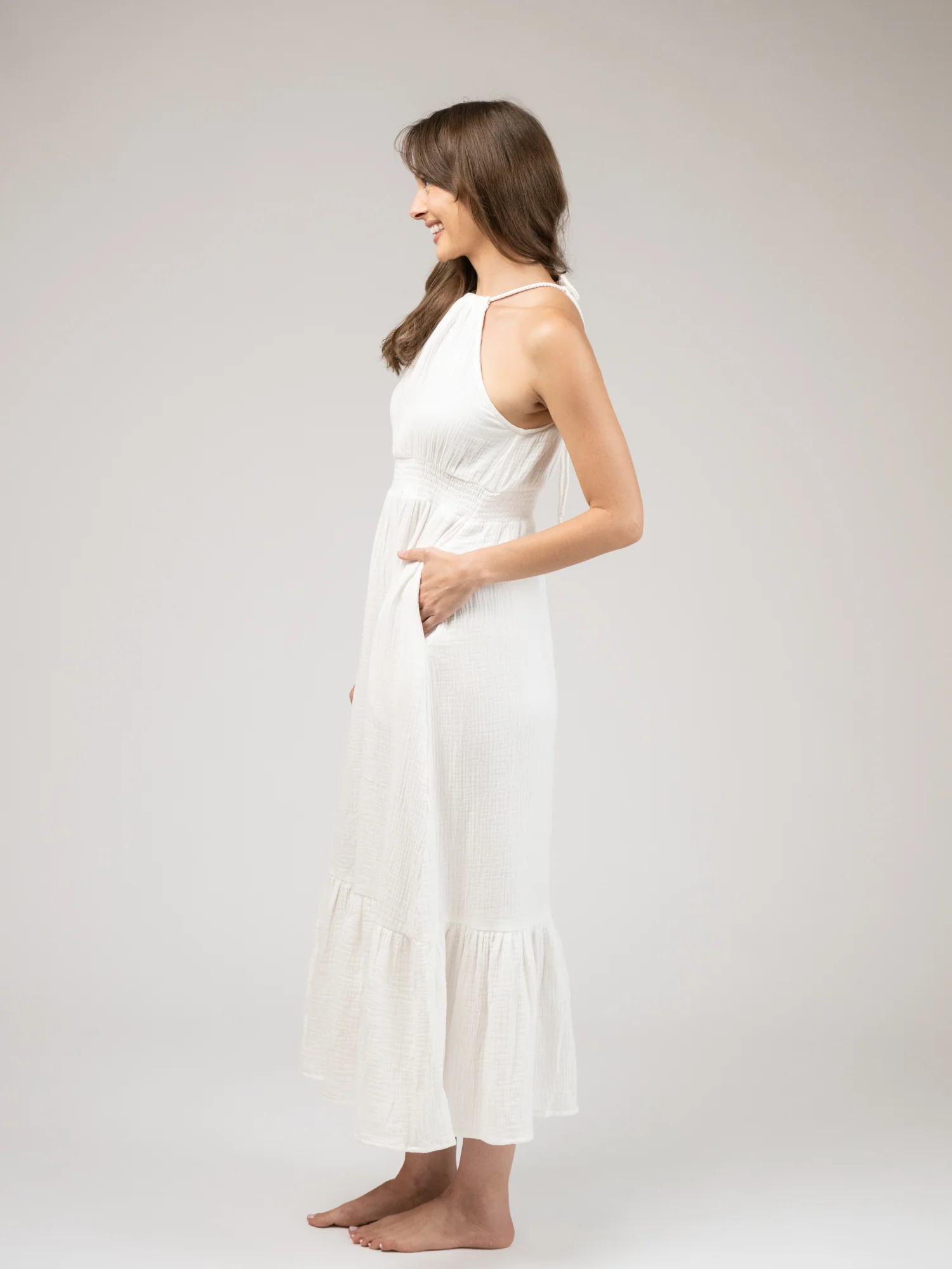SAMPLE | The Jenna Dress | White Gauze | Small - Image 2