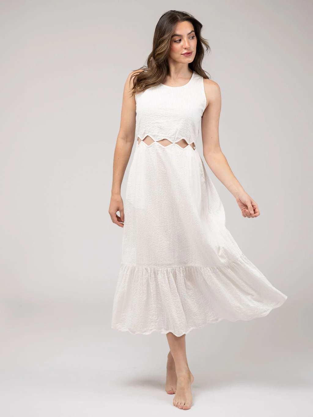 SAMPLE | The Lina Dress | White Seersucker | Small - Image 2