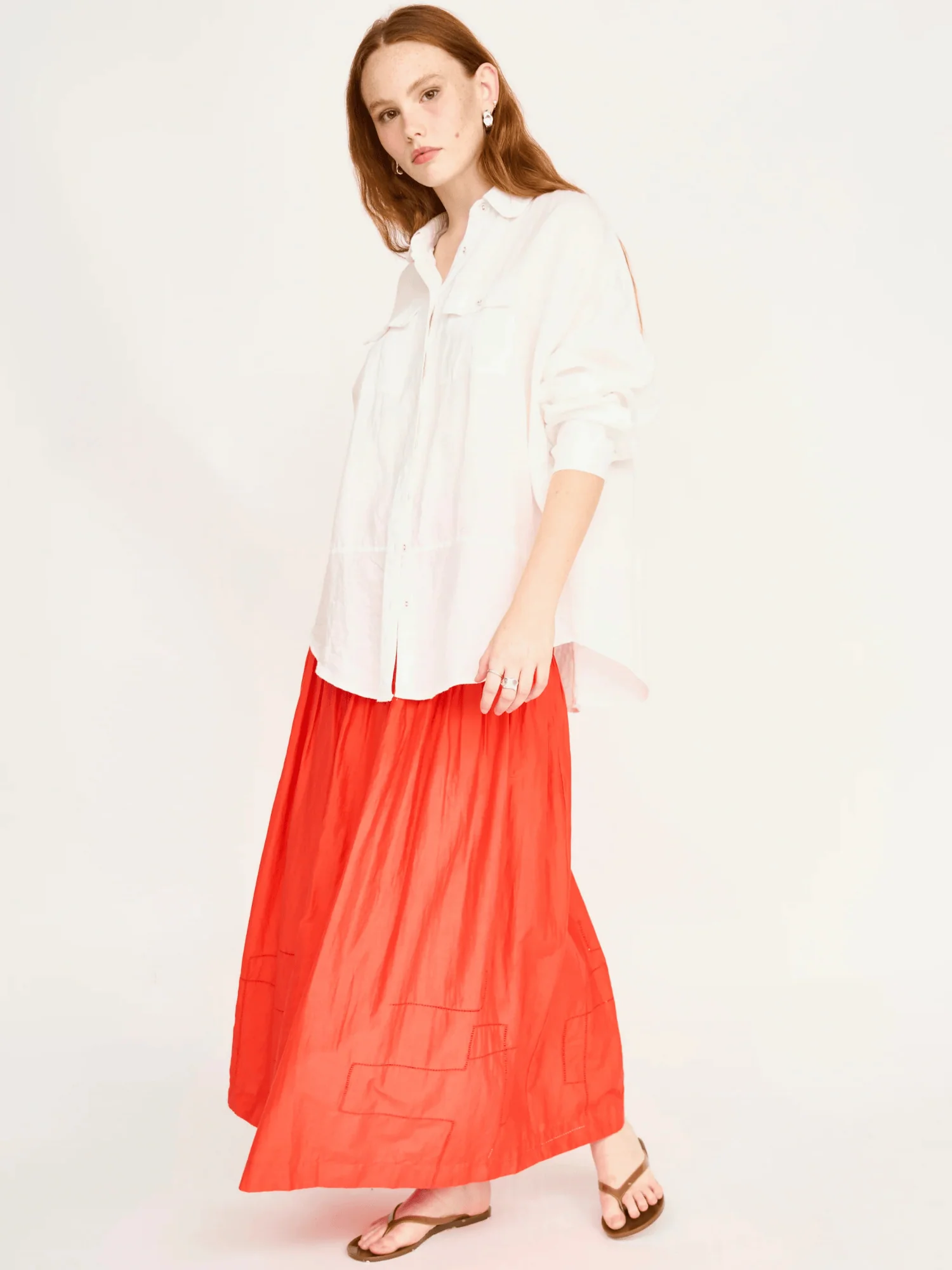 Savannah Smocked Skirt in Chili - Image 3