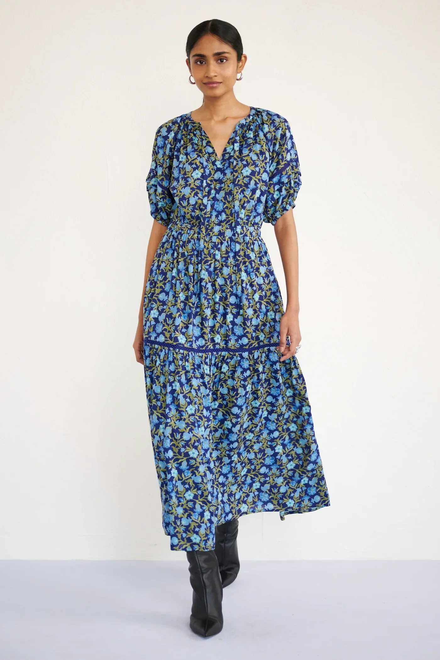 Selma Dress in Pomegranate Vine Lapis - Image 2