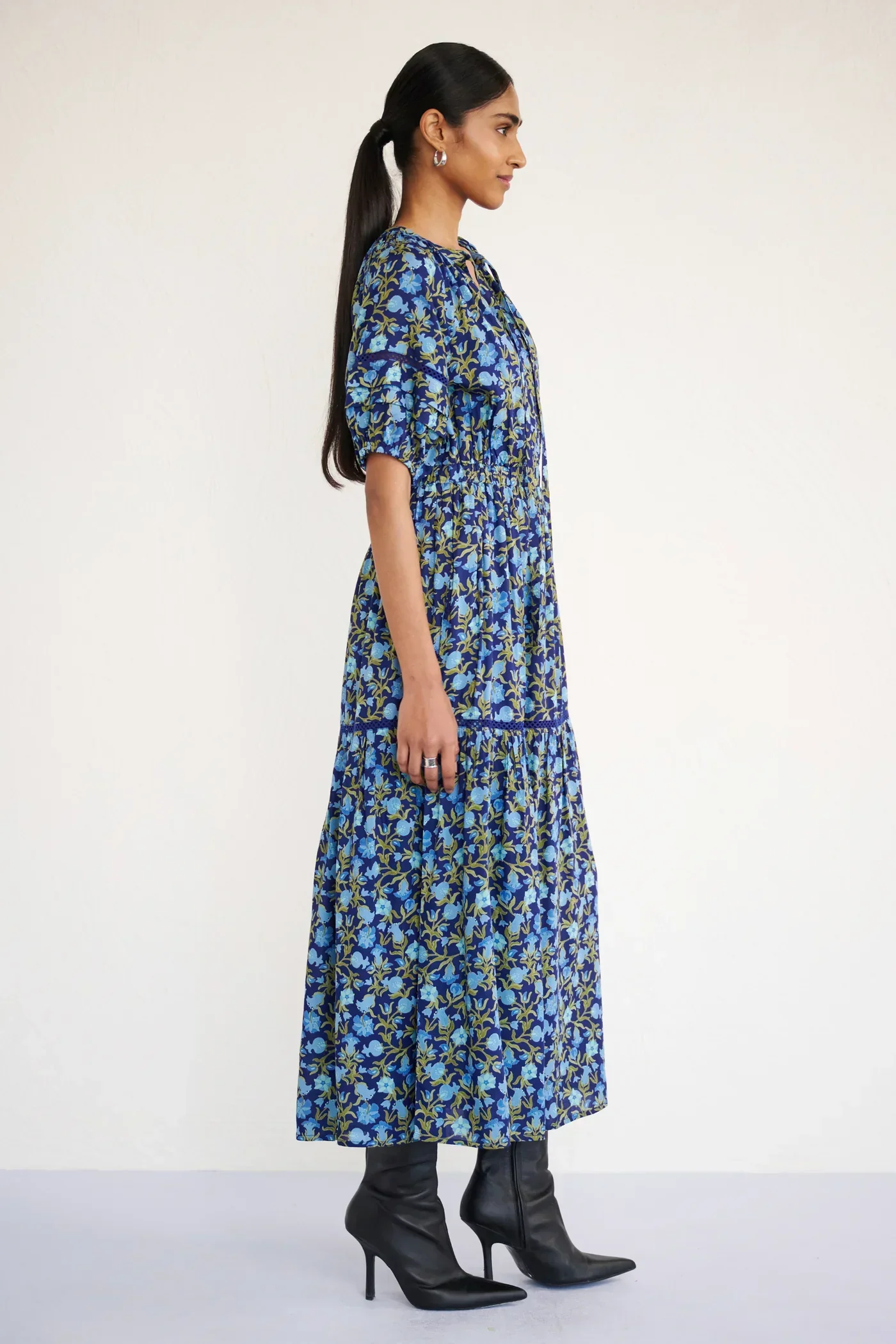 Selma Dress in Pomegranate Vine Lapis - Image 3