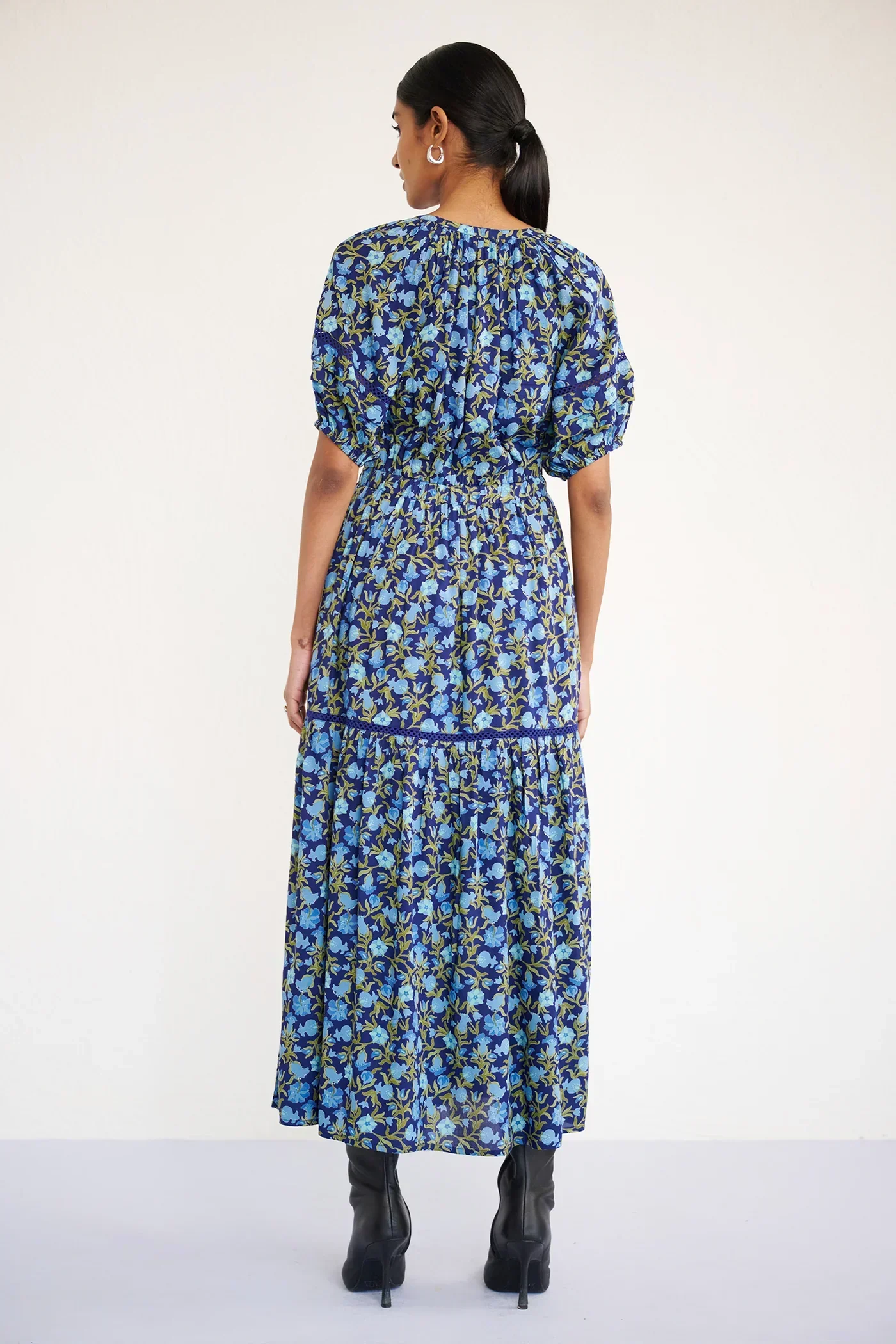 Selma Dress in Pomegranate Vine Lapis - Image 4