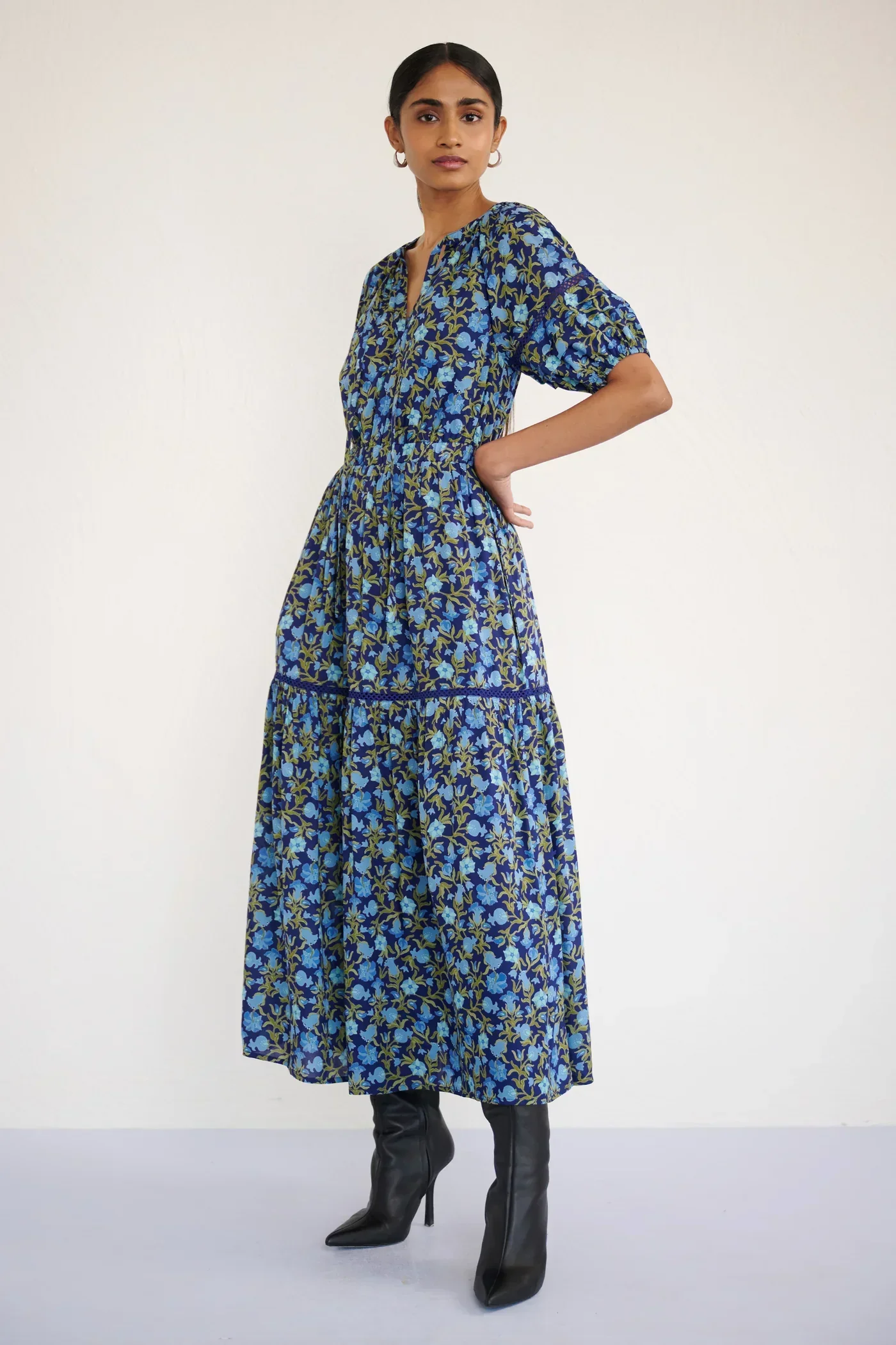 Selma Dress in Pomegranate Vine Lapis - Image 5