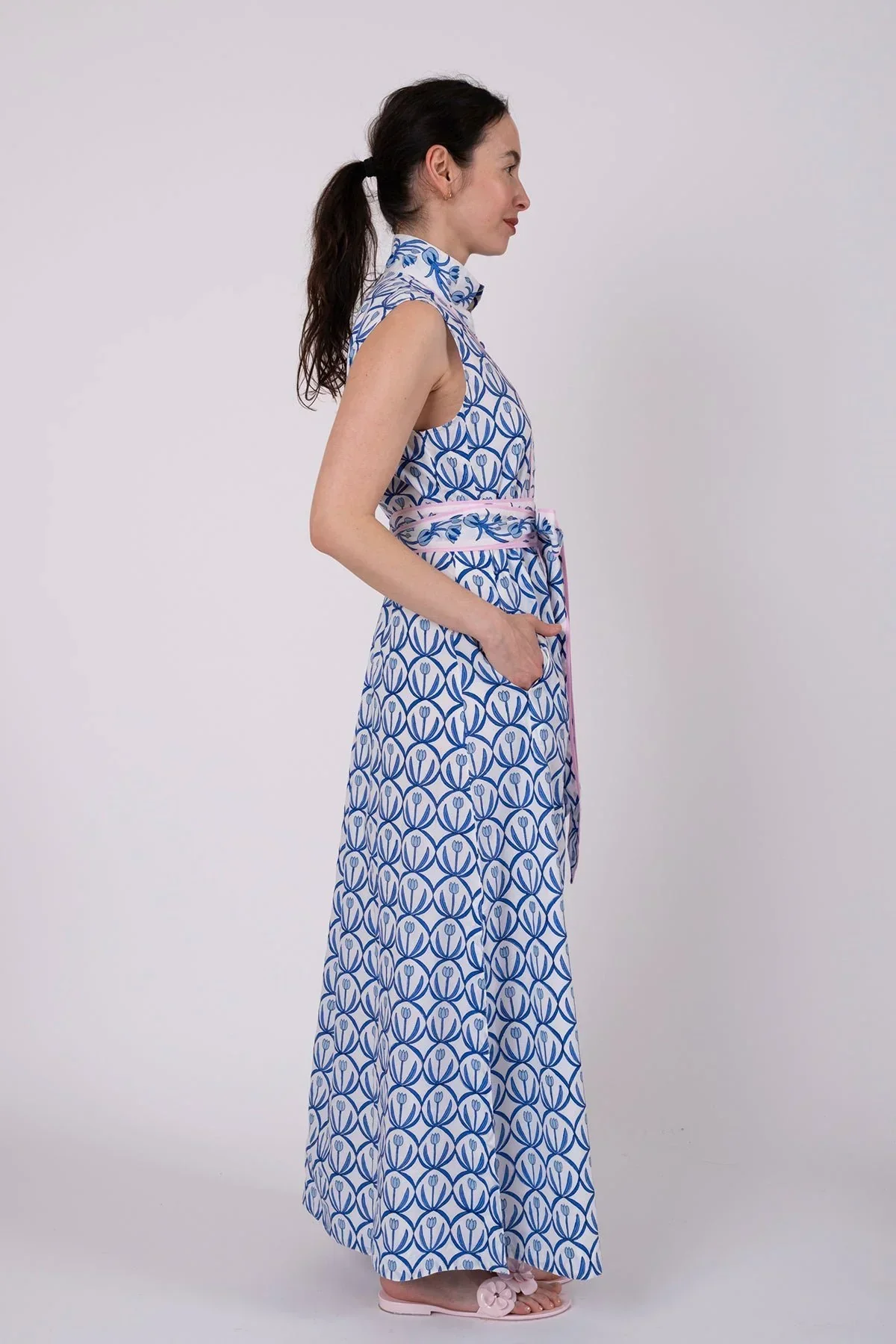 Sleeveless Marrakech Kaftan | Cerulean Tulip - Image 3